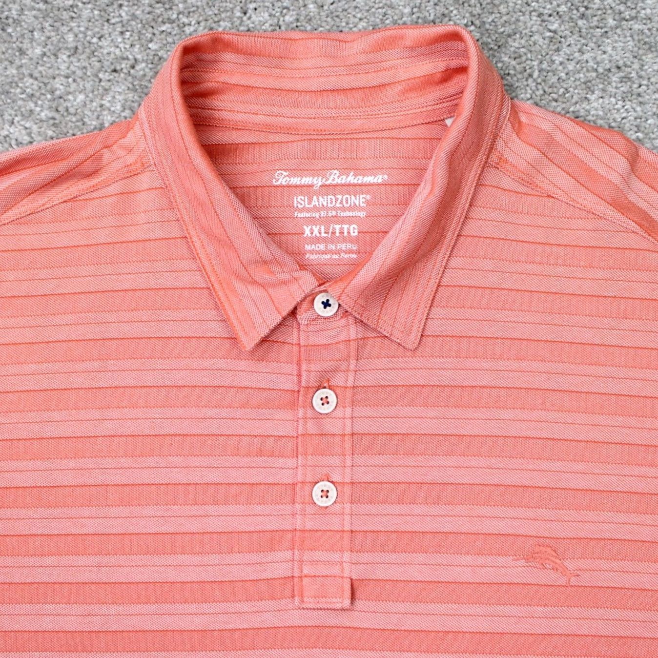 Tommy Bahama Tommy Bahama Island Zone Polo Shirt Men 2XL Orange Pima Cotton/37.5 Polyester S/S Size US XXL / EU 58 / 5 - 5 Thumbnail