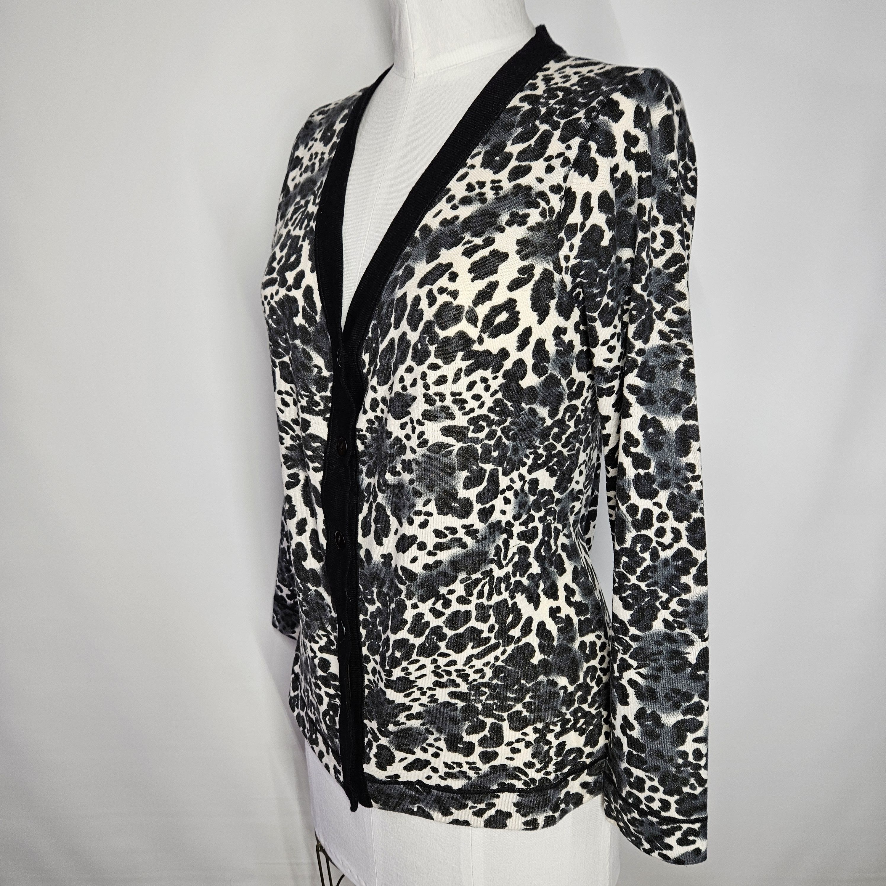 Chicos Additions By Chicos Size M Cardigan Sweater Leopard Print Size M / US 6-8 / IT 42-44 - 3 Thumbnail