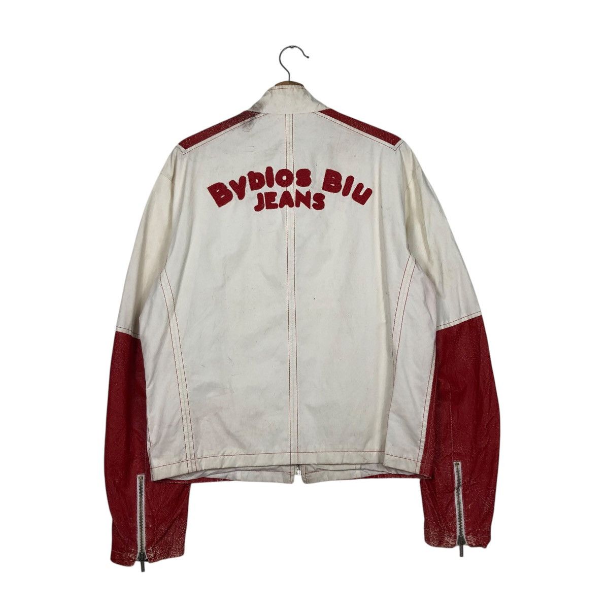Vintage 🔥VINTAGE BIKER JACKET BYBLOS BLU ITALY LAMPO ZIPPER Size US M / EU 48-50 / 2 - 10 Thumbnail