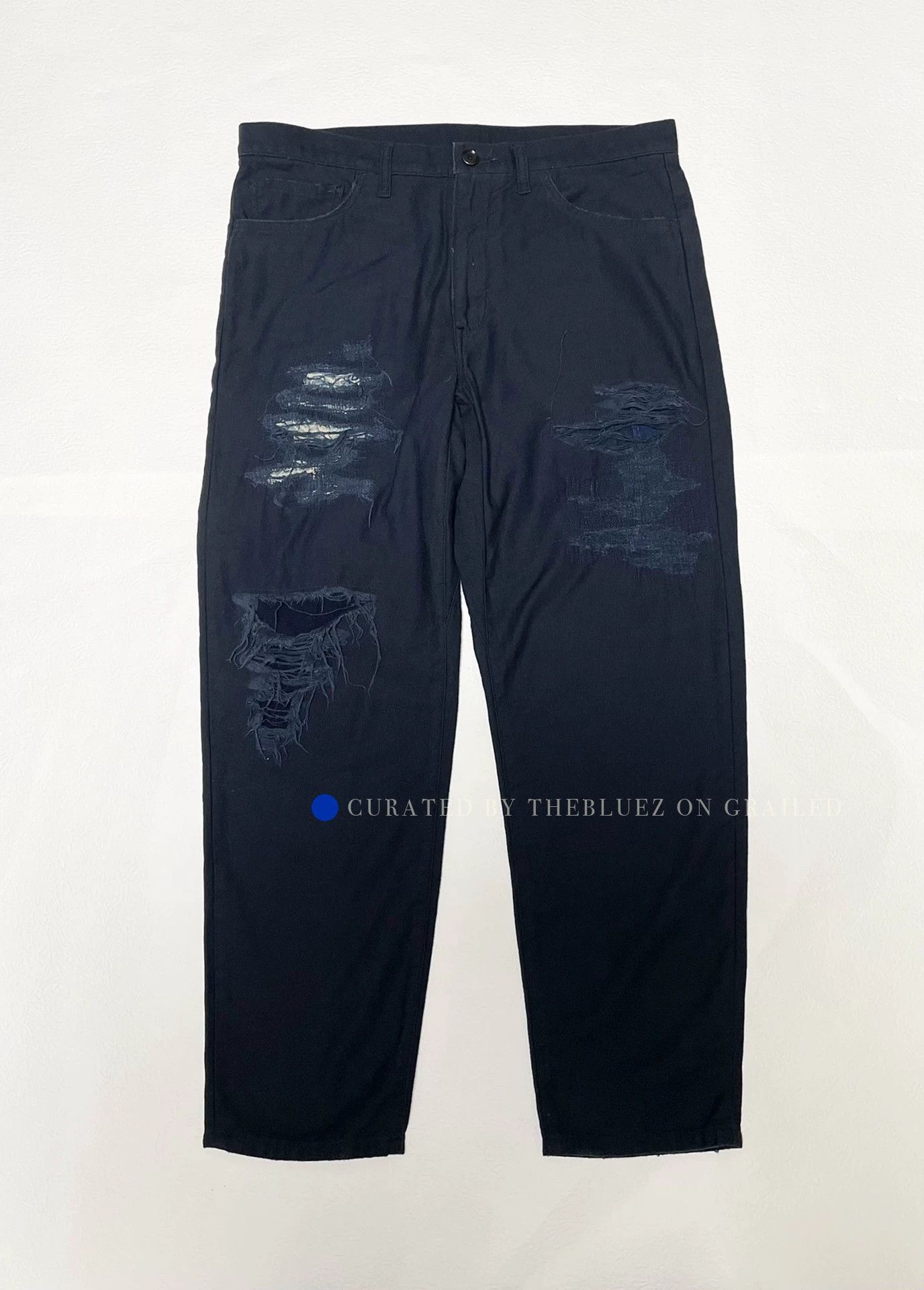 KUON Distressed Patchwork Casual Pants in Blue Size US 34 / EU 50 - 1 Thumbnail