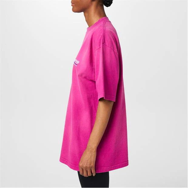 Balenciaga o1g2r1mq0924 Logo Oversized T Shirt in Pink Size S / US 4 / IT 40 - 5 Thumbnail