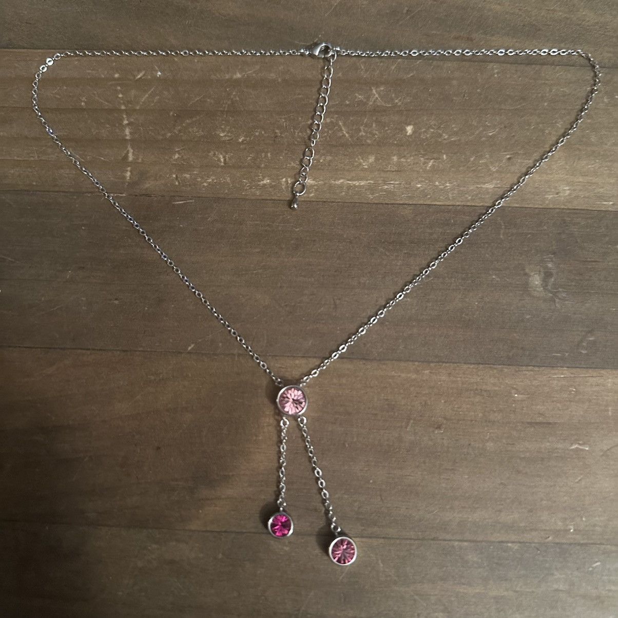 Other JCM silver tone pink crystals drop pendant necklace Size ONE SIZE - 2 Thumbnail