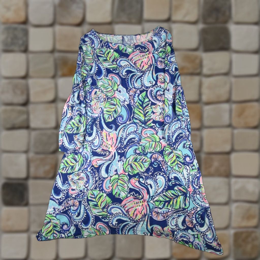 Lilly Pulitzer Lilly Pulitzer Dress Womens XS Blue Green Pink Floral Cotton Size XS / US 0-2 / IT 36-38 - 1 Thumbnail