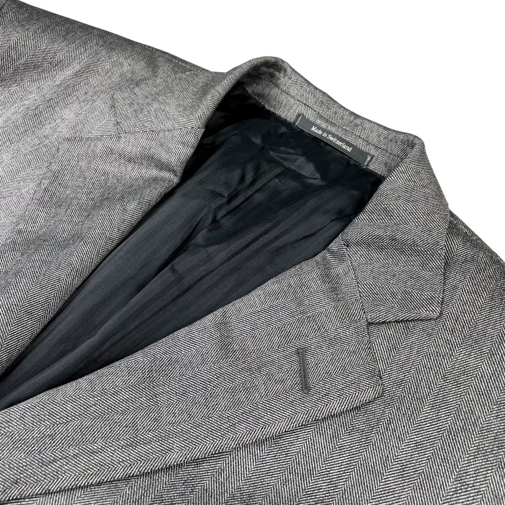 Ermenegildo Zegna Ermenegildo Zegna Blazer Men's Silk Wool Gray Herringbone 42R US 54 EU Size 42R - 2 Thumbnail