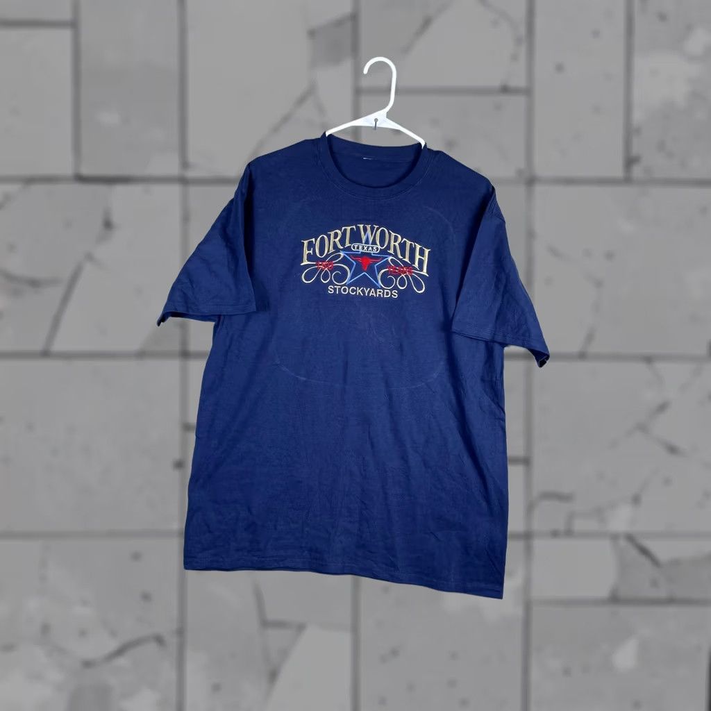Vintage Fort Worth Stockyards T Shirt Mens L Navy Embroidered Western Texas Size US L / EU 52-54 / 3 - 1 Thumbnail
