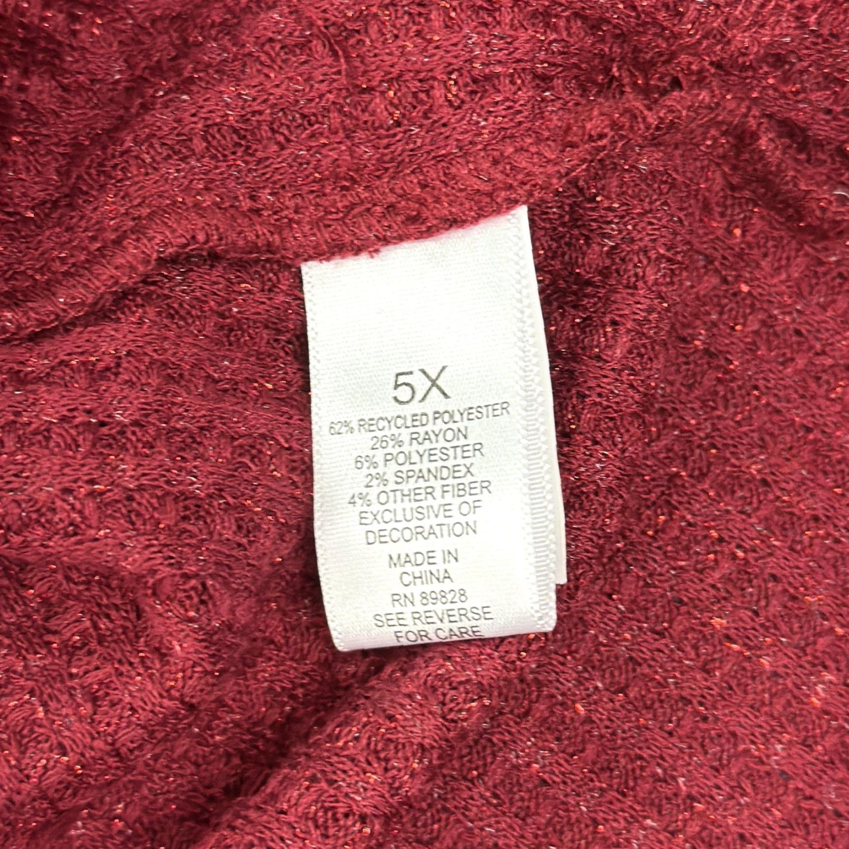 Vintage LOGO Lori Goldstein Sweater 5X Red Mock Neck Waffle Knit Lace Womens Size XXL / US 16-18 / IT 52-54 - 6 Thumbnail