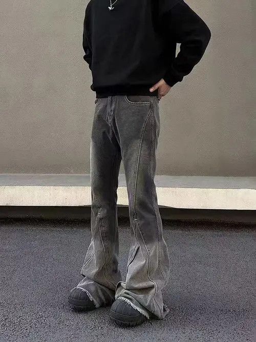 VIBE Vintage Wash Micro Flare Gray Black Jeans Size US 32 / EU 48 - 2 Thumbnail