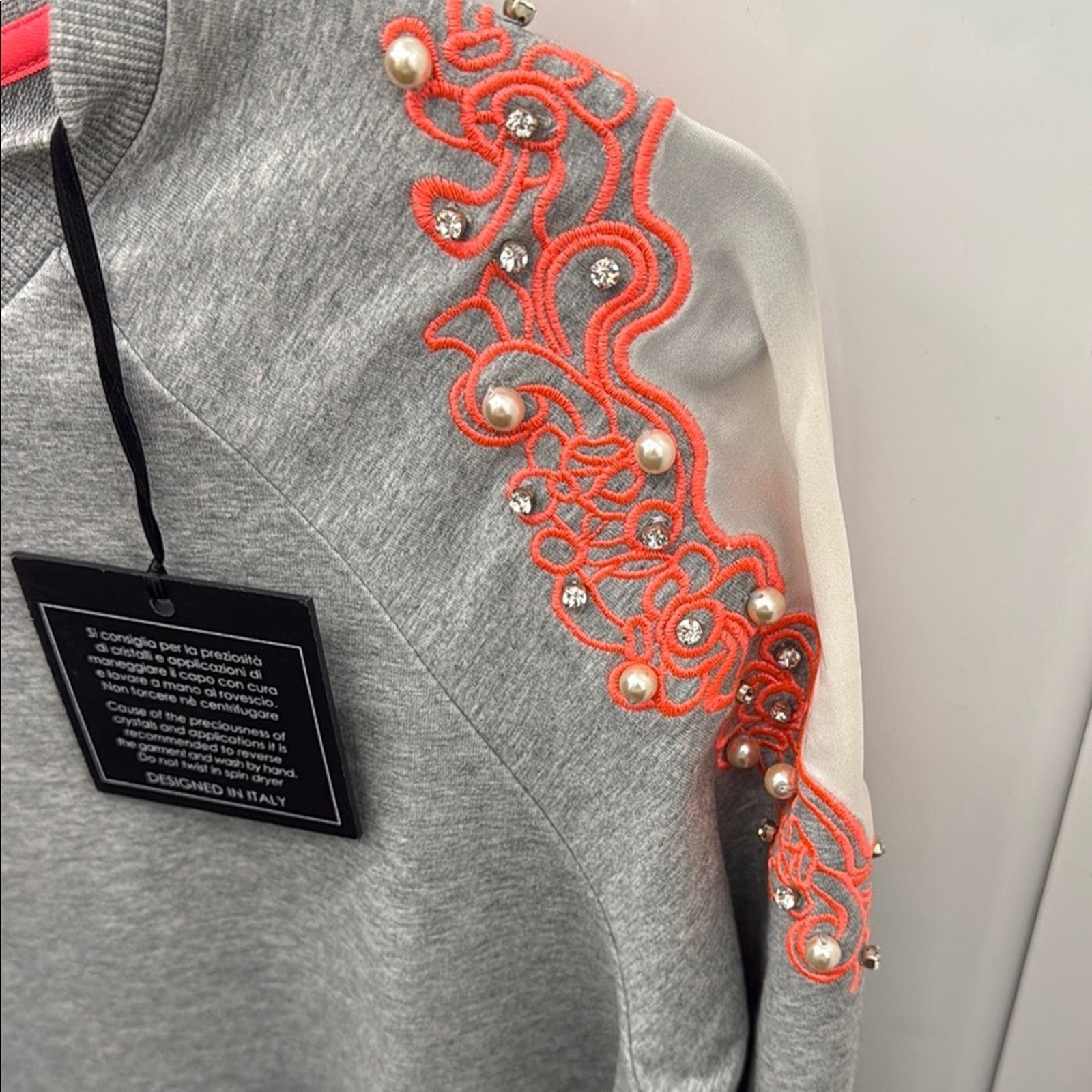 Other NWT Naughty Dog Gray Sweatshirt with Pink Embellishments S Size S / US 4 / IT 40 - 2 Thumbnail