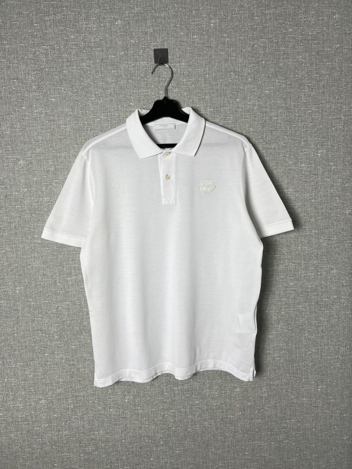 Prada Prada Milano Triangle Logo Patch White Polo Men’s T-Shirt Size US M / EU 48-50 / 2 - 1 Thumbnail