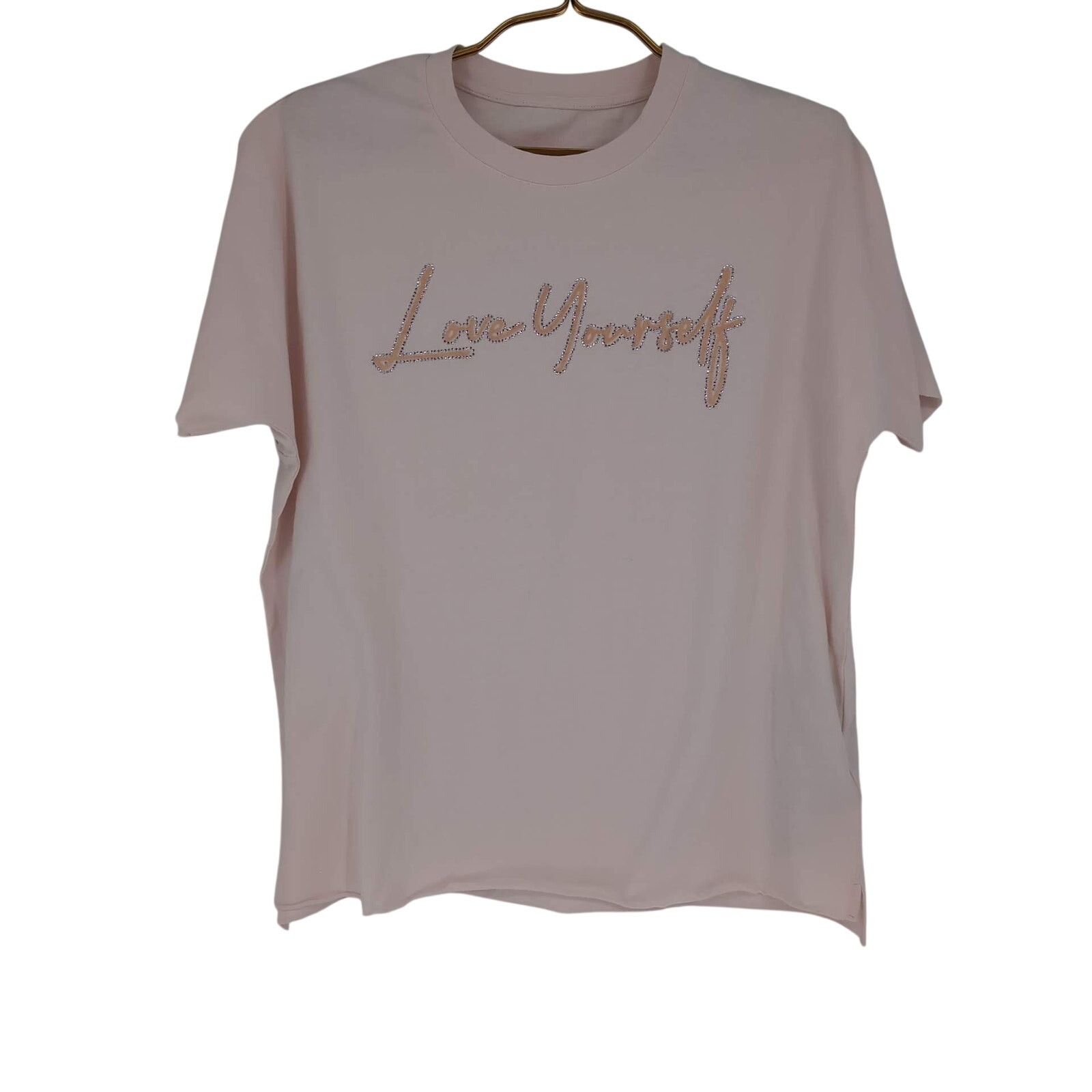 Zadig & Voltaire Zadig & Voltaire Pink Love Yourself Diamanté T-Shirt - Sz XS Size XS / US 0-2 / IT 36-38 - 2 Thumbnail