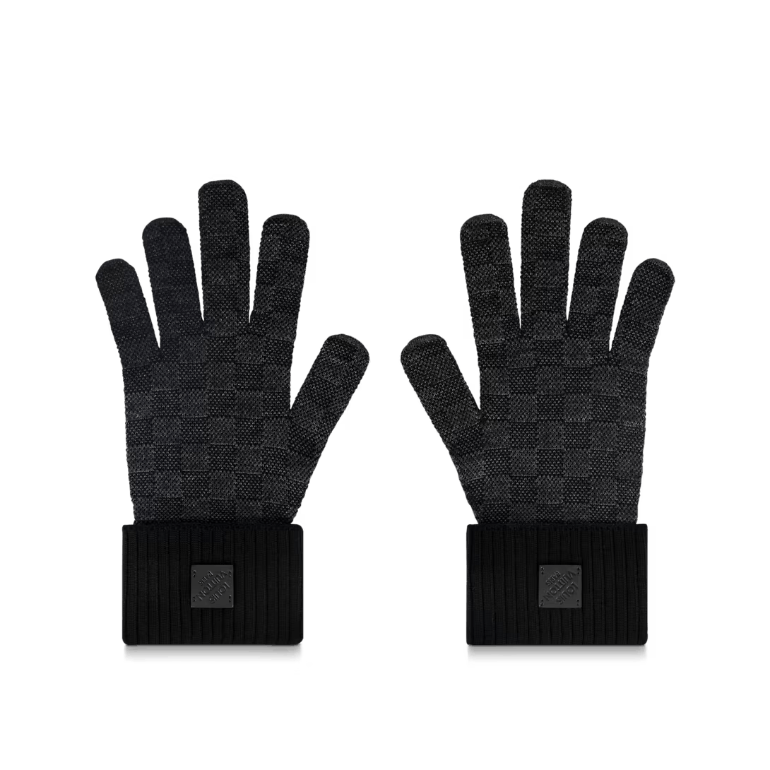 LUIS VUITTONカシミア手袋ブラック Louis Vuitton LOUIS VUITTON GLOVES MONOGRAM LOGO LV WOOL