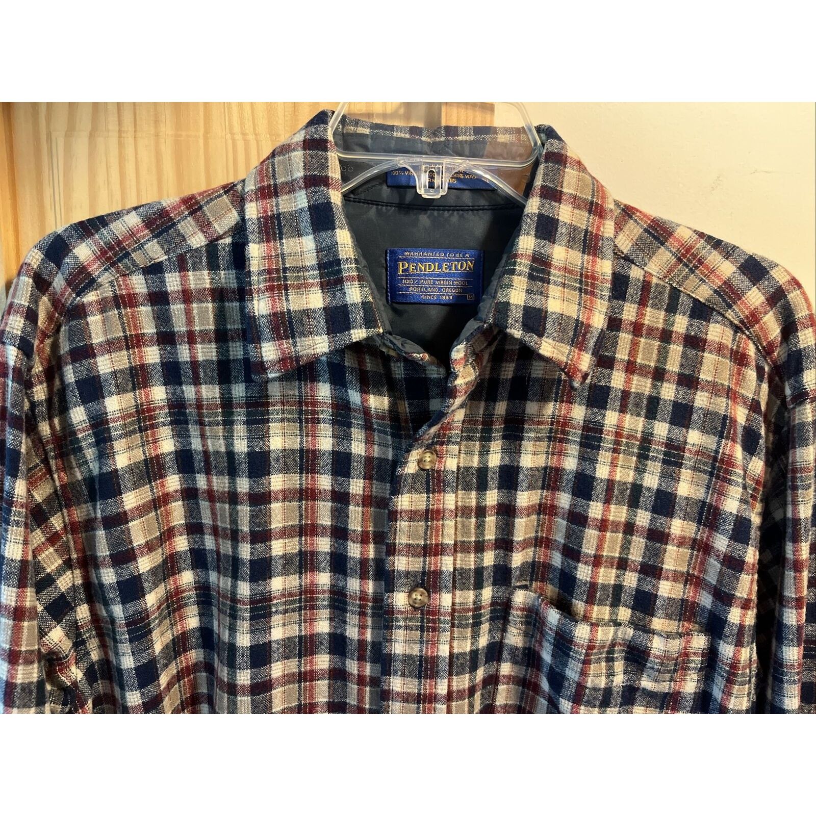 Pendleton Pendleton Mens M Red White Blue Check Button Down Wool Shirt Size US M / EU 48-50 / 2 - 3 Thumbnail