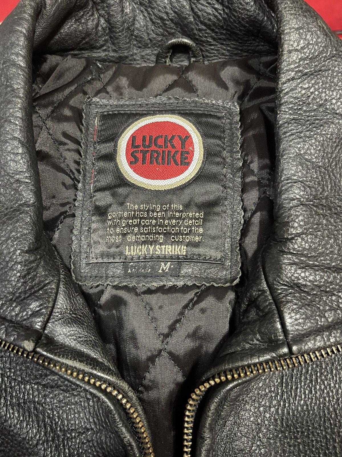 Vintage Vtg Lucky Strike Big Logo Leather Jacket Size US S / EU 44-46 / 1 - 15 Thumbnail