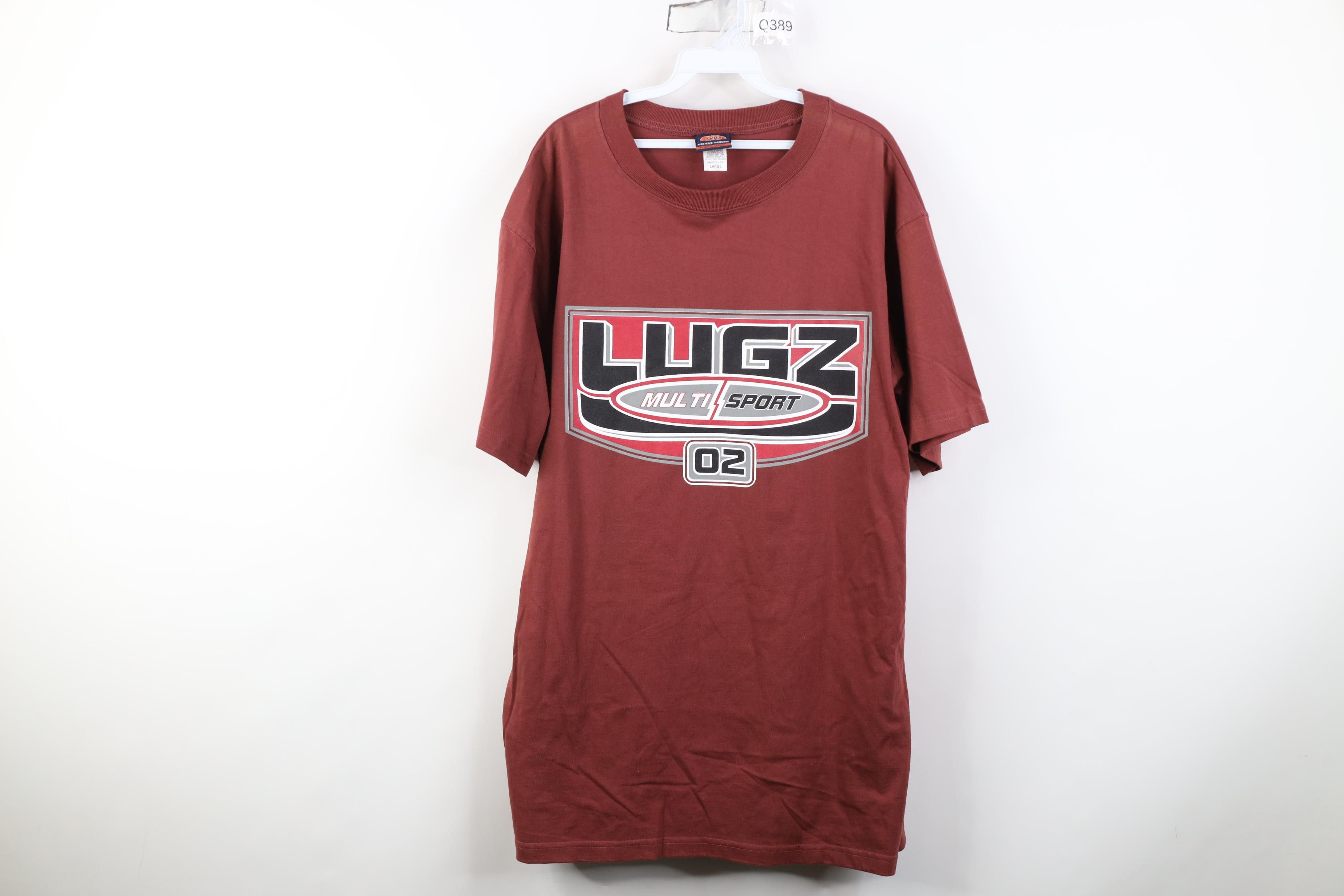 Vintage Vintage 90s Y2K Lugz Heavyweight T-Shirt Red Cotton USA Size US L / EU 52-54 / 3 - 1 Thumbnail