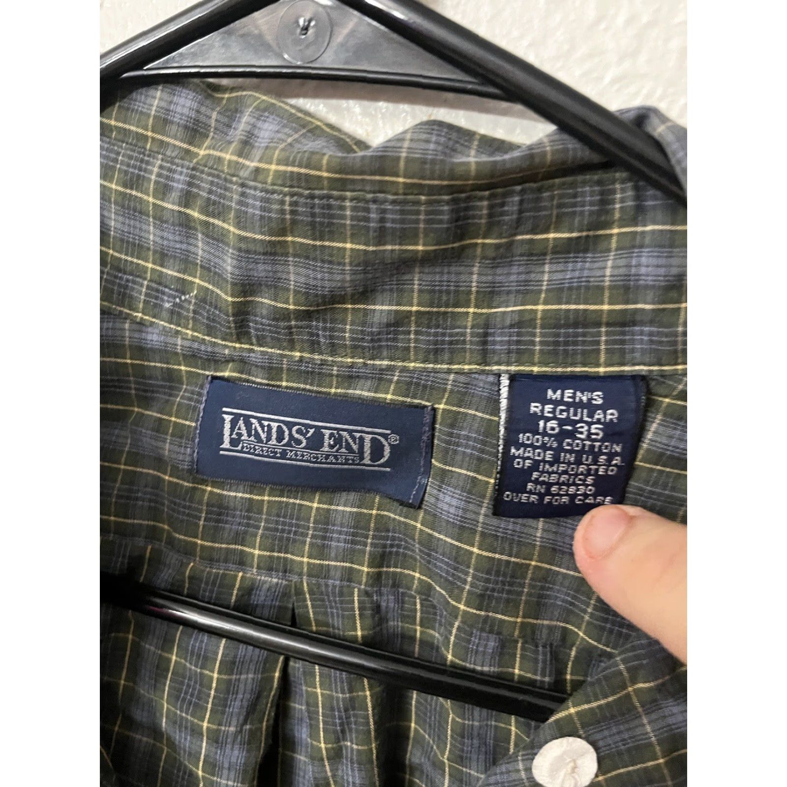 Lands' End Lands' End Button Shirt 16-35 Long Sleeve Mens Multicolor Plaid Cotton Shirt Men Long Sleeve Button-Up Casual Womens? Size US L / EU 52-54 / 3 - 4 Thumbnail