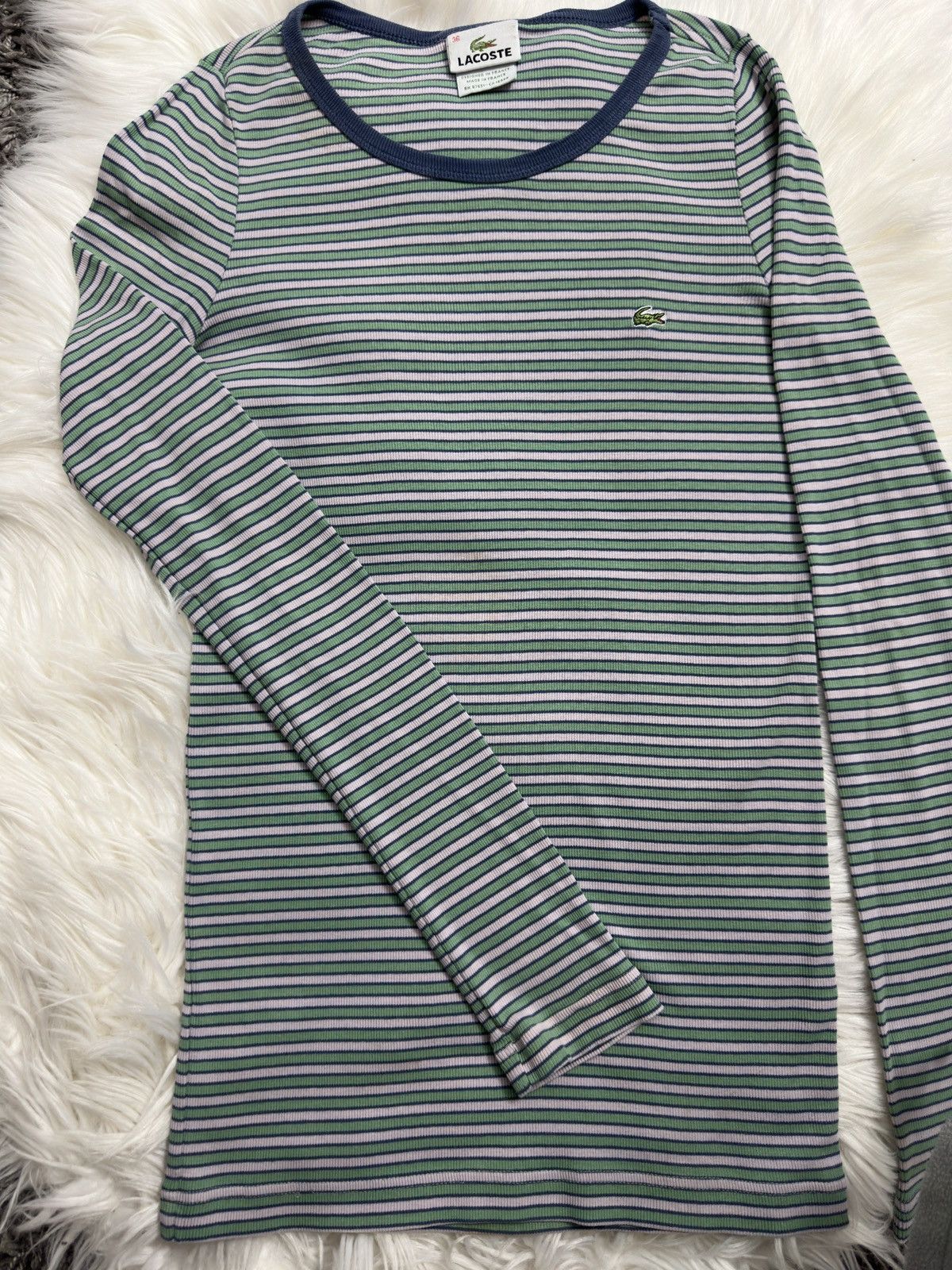 Designer Vintage Lacoste T-shirts Stripe Style Embroidery Logo Size S / US 4 / IT 40 - 7 Thumbnail