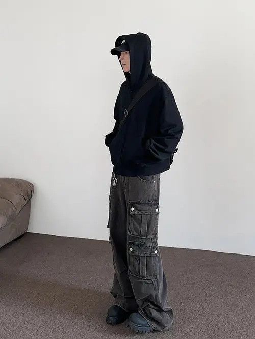 Japanese Brand Miyahara x Maki Gray Cargo Baggy Denim Jeans Size US 30 / EU 46 - 4 Thumbnail
