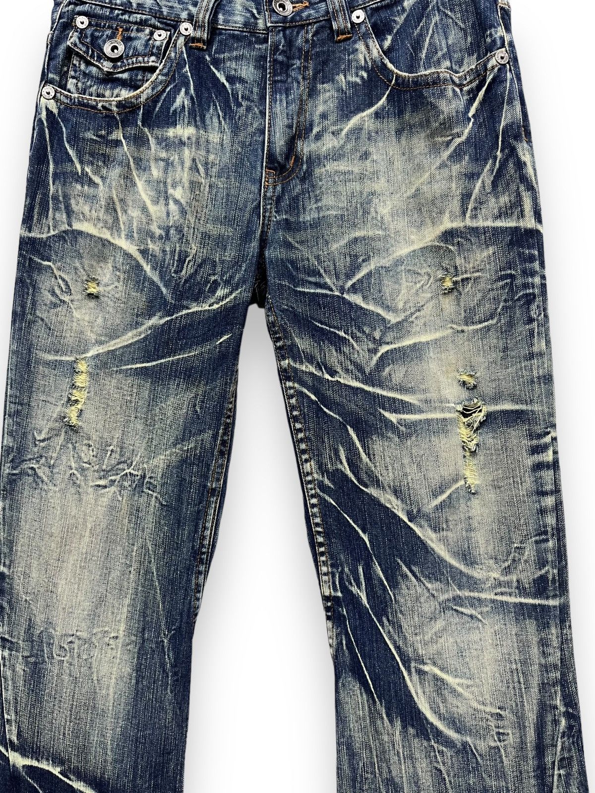 If Six Was Nine NYLAUS Punk Xantho Mud Wash Lightning Whiskered Flare Denim Size US 31 - 7 Thumbnail
