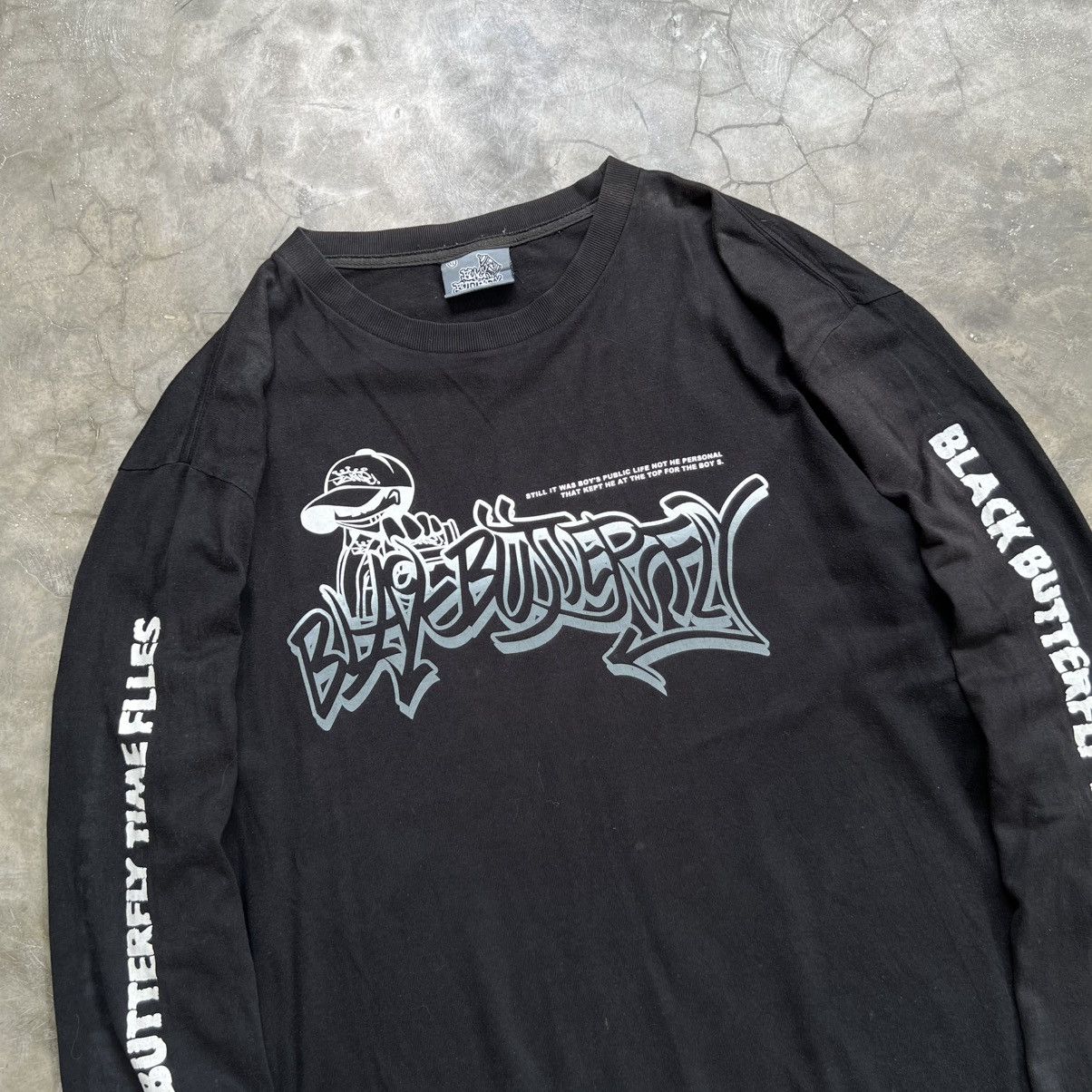 JNCO 2000s Black Butterfly JNCO Style Graffiti Longsleeve Shirt Size US XL / EU 56 / 4 - 2 Thumbnail