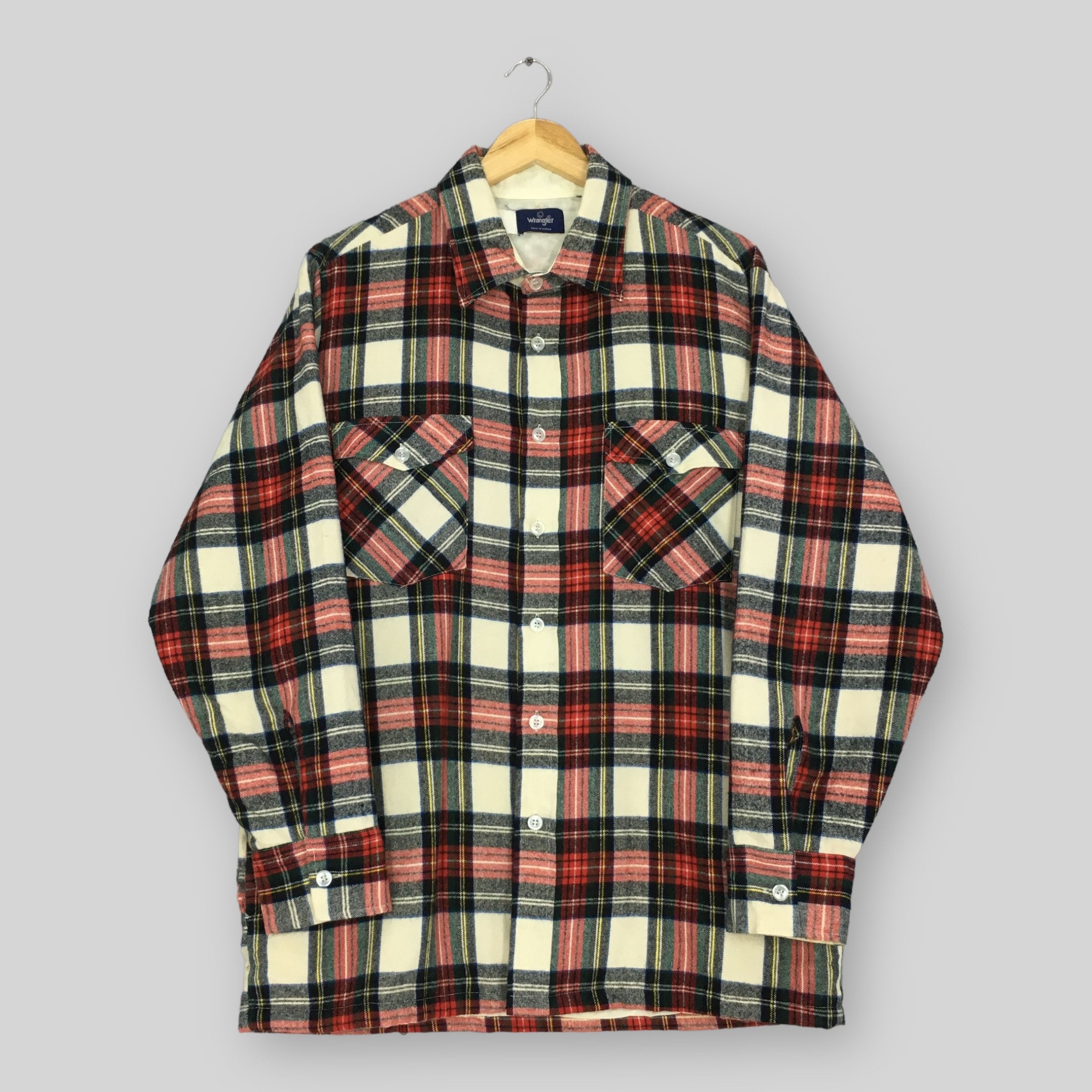 Vintage 90s Wrangler Workers Checkered Flannel Shirt Large