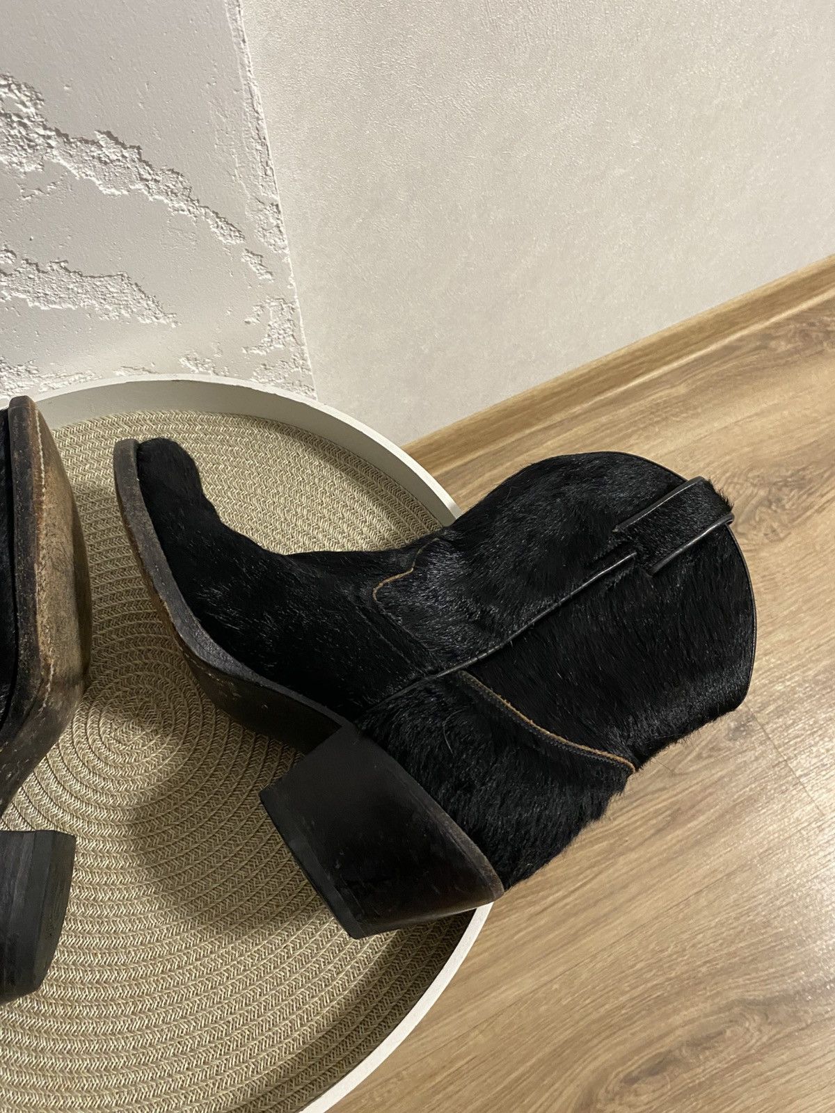 Cowboy Equipment Tony Mora Black Pony Fur Real Leather Western Cowboy Boots Size US 7 / IT 37 - 9 Thumbnail