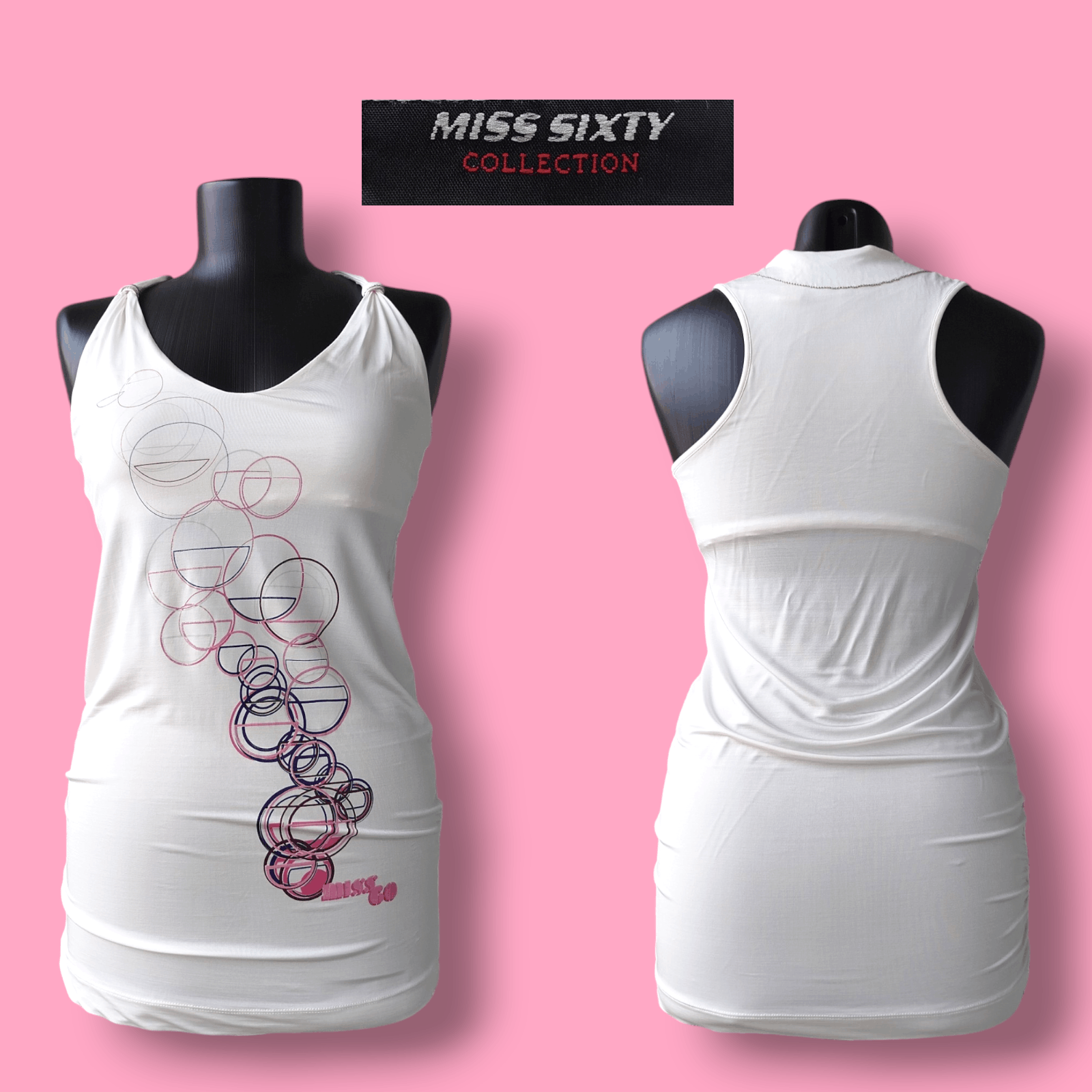 Miss Sixty Tank Top Sleeveless Circle Viscose Italy Vintage Y2K Size M Size M / US 6-8 / IT 42-44 - 1 Thumbnail