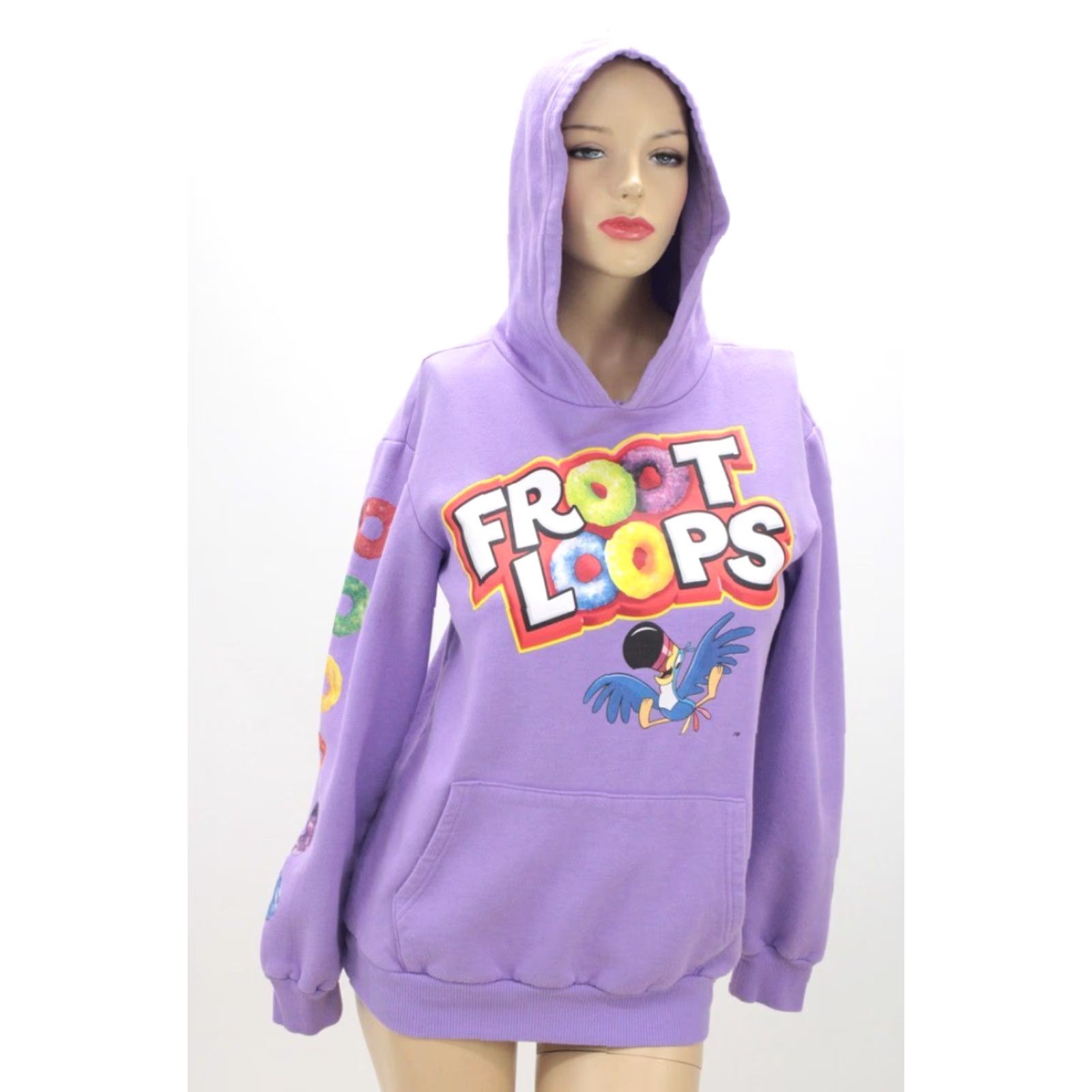 Vintage VINTAGE Kellogg's Froot Loops Hoodie Sweatshirt Tucan Purple Womens Small Pullover Kangaroo Pocket Graphic Y2K 90s Cereal Size S / US 4 / IT 40 - 5 Thumbnail