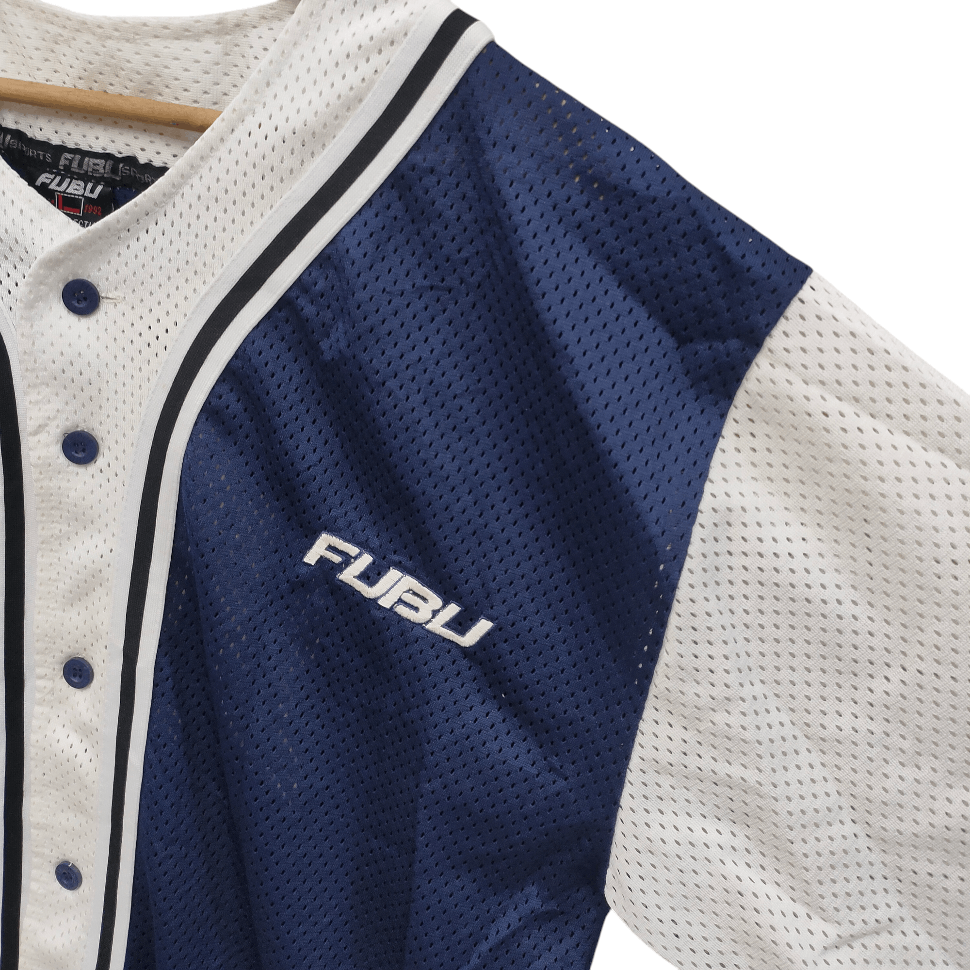 Fubu × Vintage Vintage Fubu Hip Hop Big Logo Jersey Navy Blue White Size US L / EU 52-54 / 3 - 3 Thumbnail