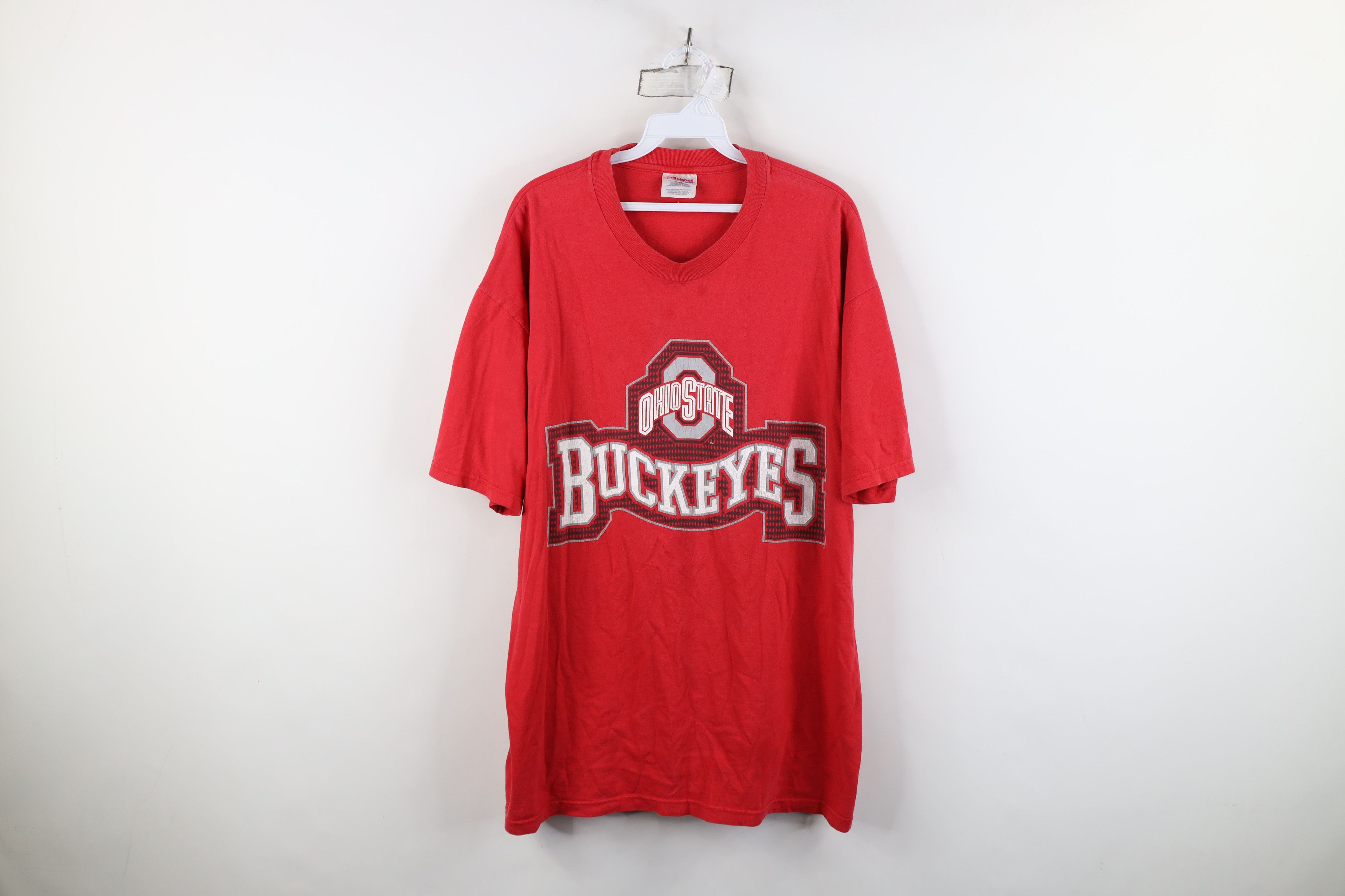Vintage Vintage 90s Ohio State University T-Shirt Red Cotton Size US XL / EU 56 / 4 - 1 Thumbnail