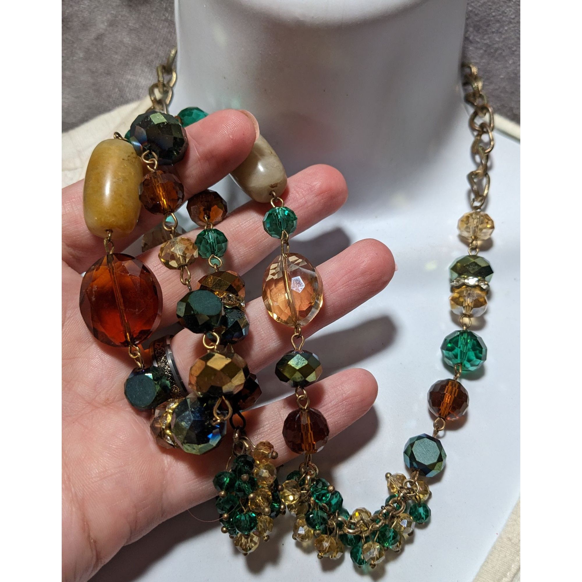 Other Green And Gold Glam Glass And Stone Beaded Necklace Size ONE SIZE - 8 Thumbnail