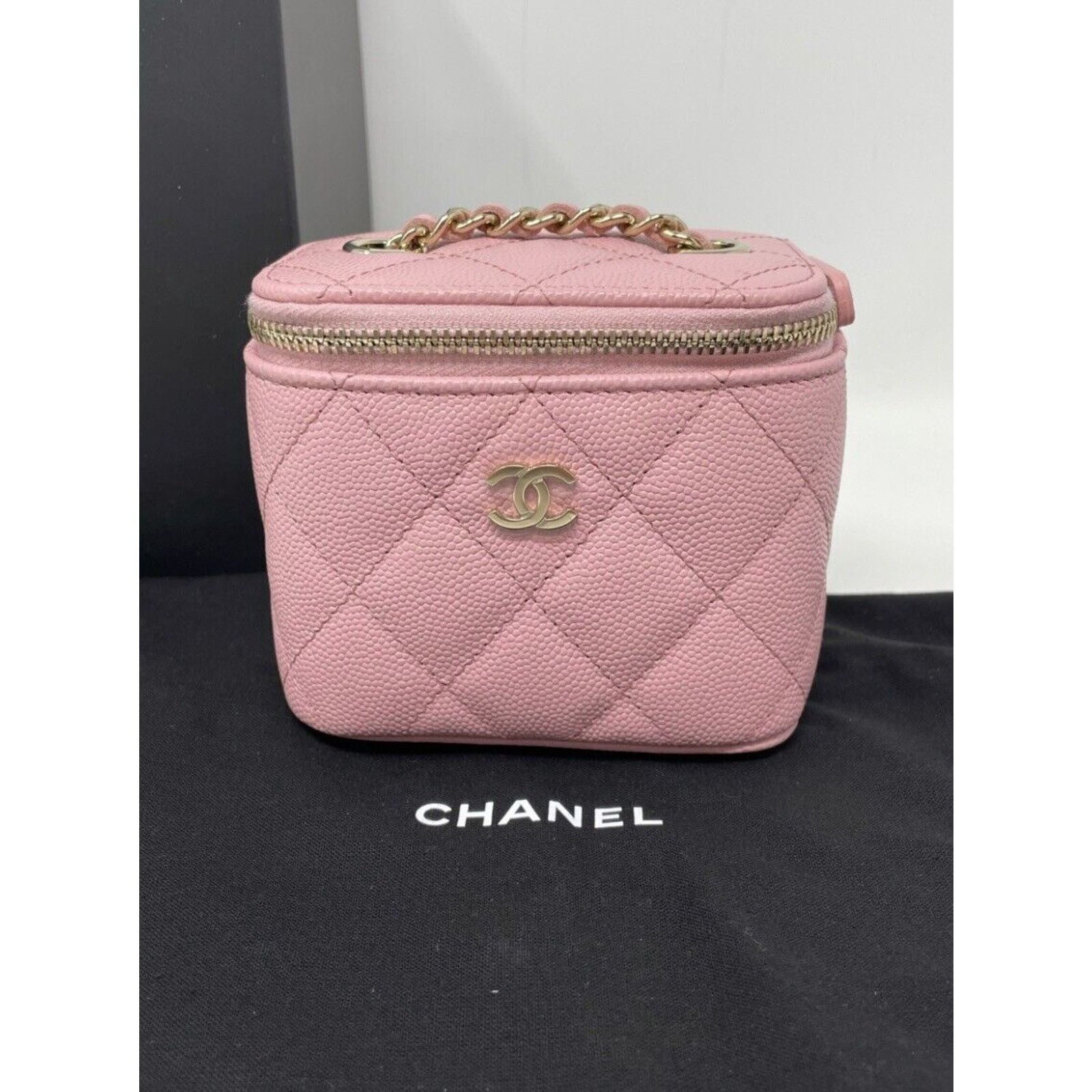 Chanel 22C CHANEL Sakura Pink Mini Square Vanity 💕Grained Gold HW Size ONE SIZE - 5 Thumbnail