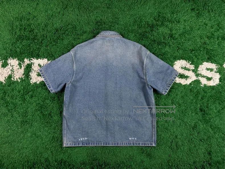 Prada PRADA Distressed Denim Short Sleeve Shirt. Size US L / EU 52-54 / 3 - 2 Thumbnail