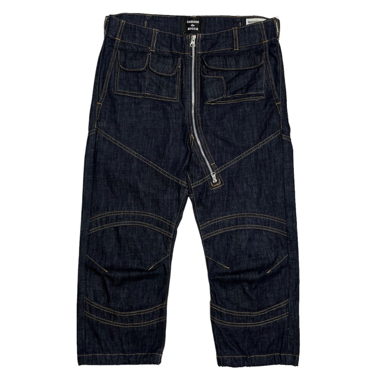 image of Cabane De Zucca 3D Pocket Cropped Pants in Denim, Men's (Size 32)