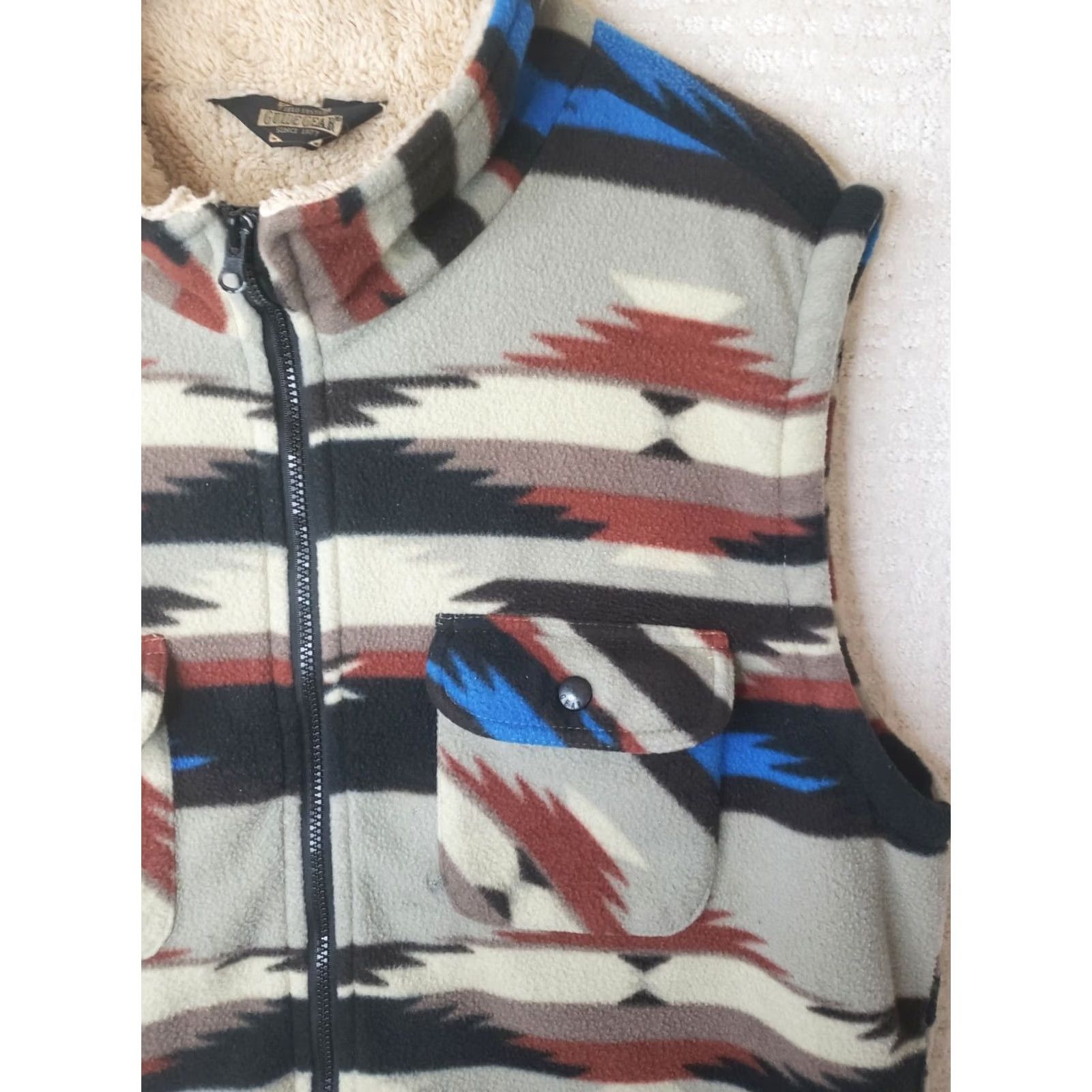 Vintage Guide Gear Navajo Aztec Western Vest Sherpa Lined Zip Men's XL USA Size US XL / EU 56 / 4 - 4 Thumbnail