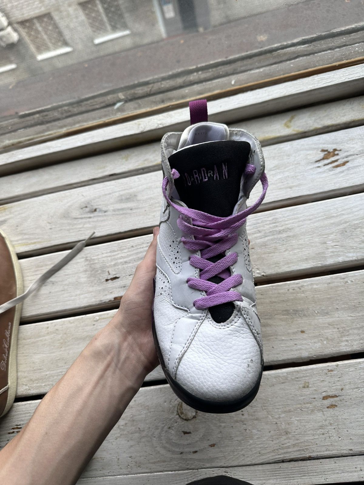 Nike 🚨NIKE AIR JORDAN 7 WHITE PURPLE WITH LOGO SHOES Size US 7 / EU 40 - 3 Thumbnail