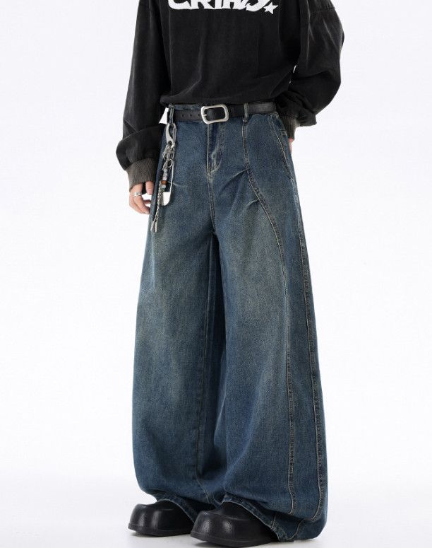 Japanese Brand American retro high street wide-leg distressed jeans Size US 32 / EU 48 - 2 Thumbnail