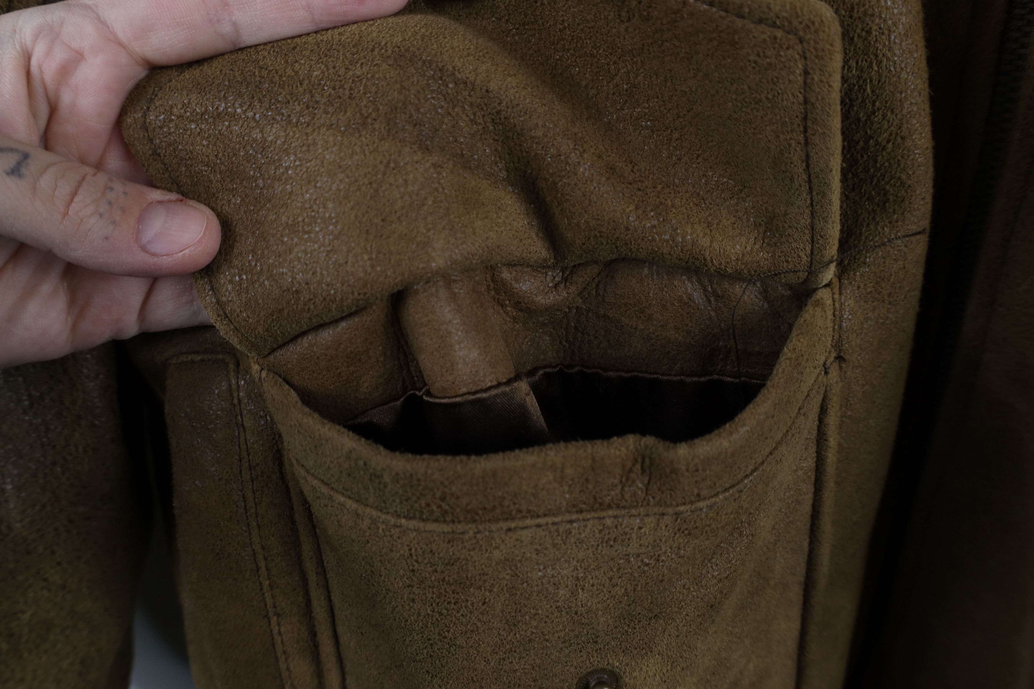 Vintage Vintage 90s Streetwear Heavy Suede Leather Bomber Jacket Size US L / EU 52-54 / 3 - 4 Thumbnail