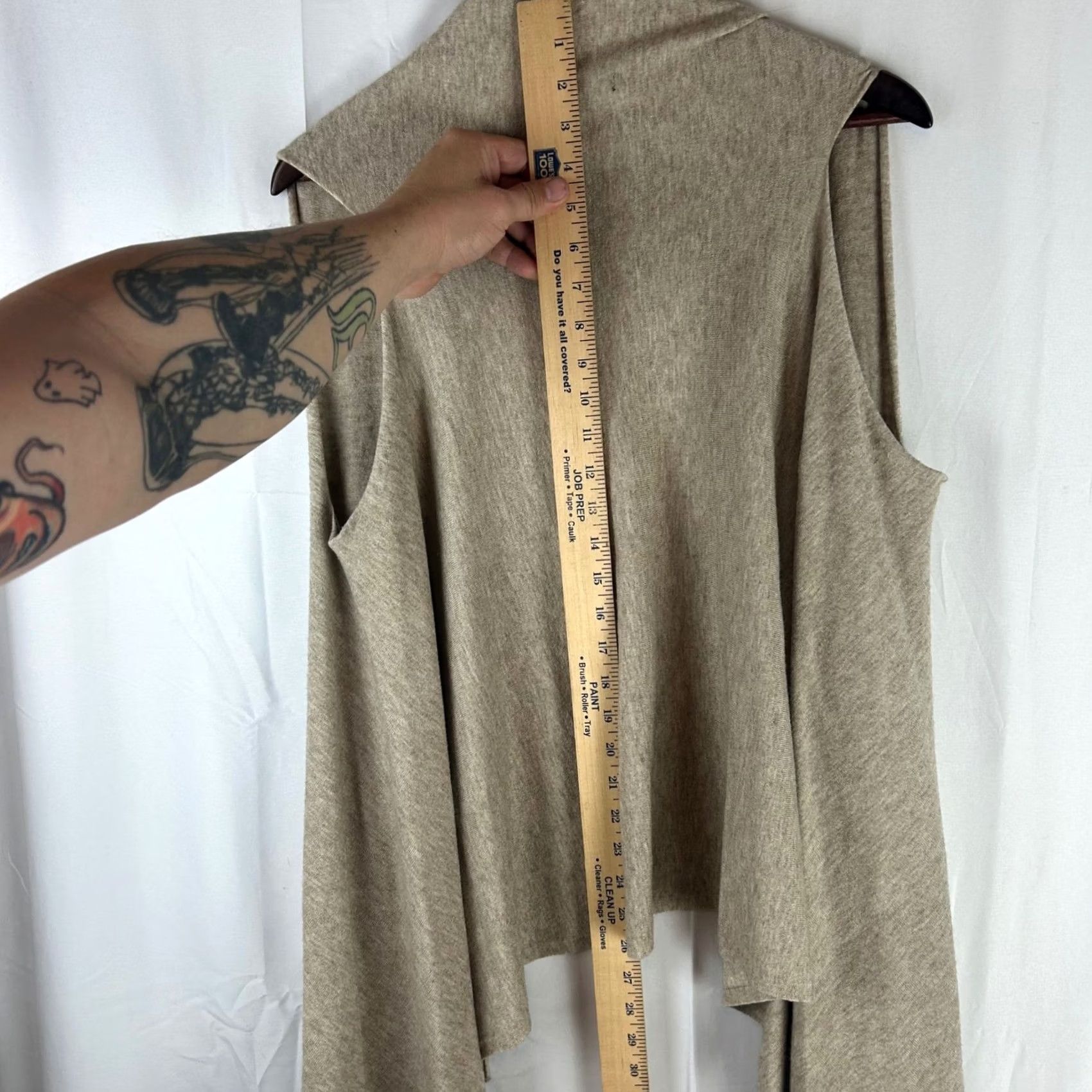 Vintage Roffe Accessories Vest Womens One Size Beige Fringe Women Tan Heathered Knit Open Front Boho Size ONE SIZE - 7 Thumbnail
