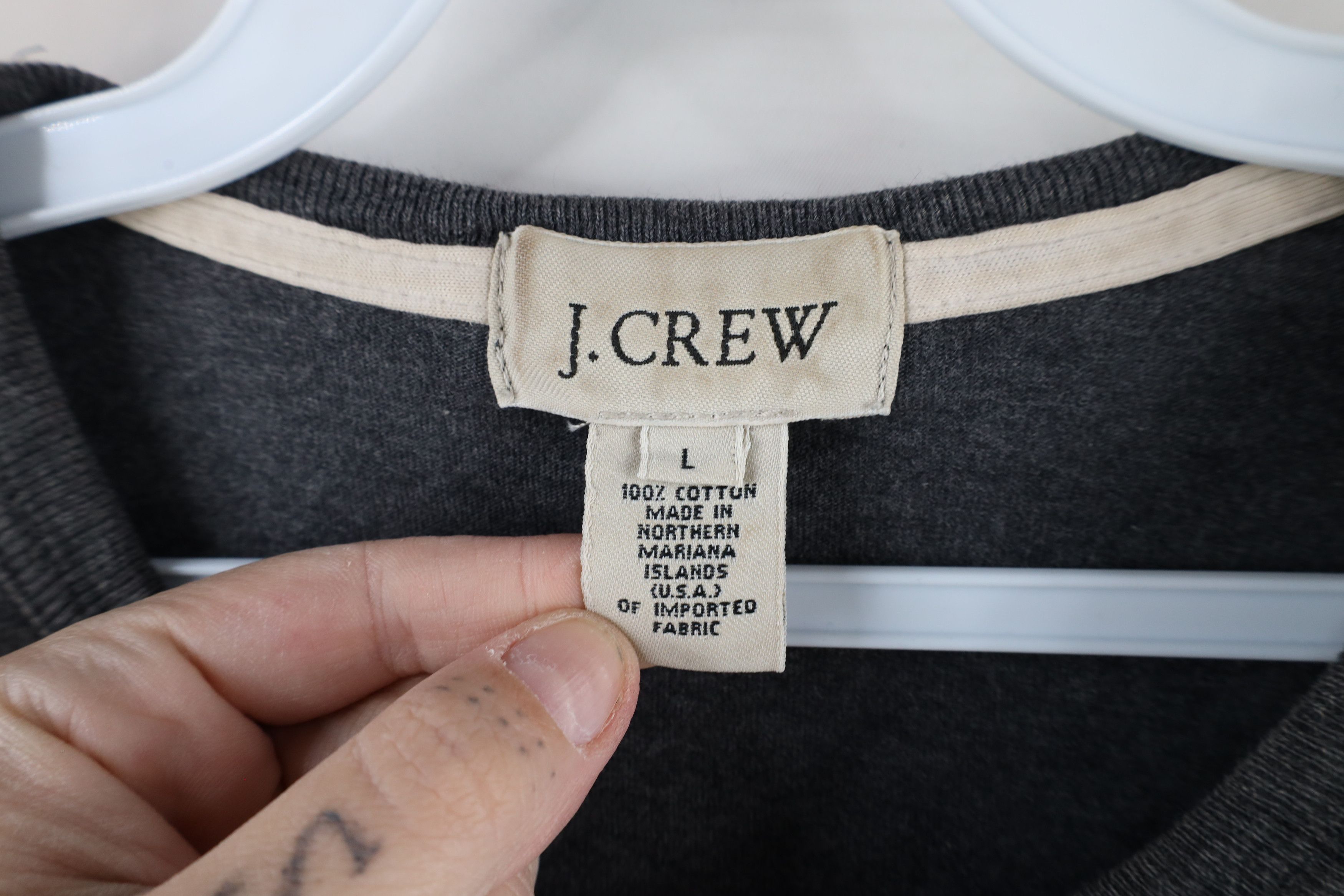 J.Crew × Vintage Vintage 90s J Crew Striped Long Sleeve T-Shirt Gray USA Size US L / EU 52-54 / 3 - 4 Thumbnail