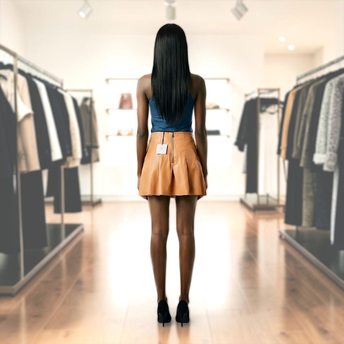 Other dRA Women’s Rust Brown Pleated Mini Faux Leather Skirt Sz M Size 30" / US 8 / IT 44 - 4 Thumbnail