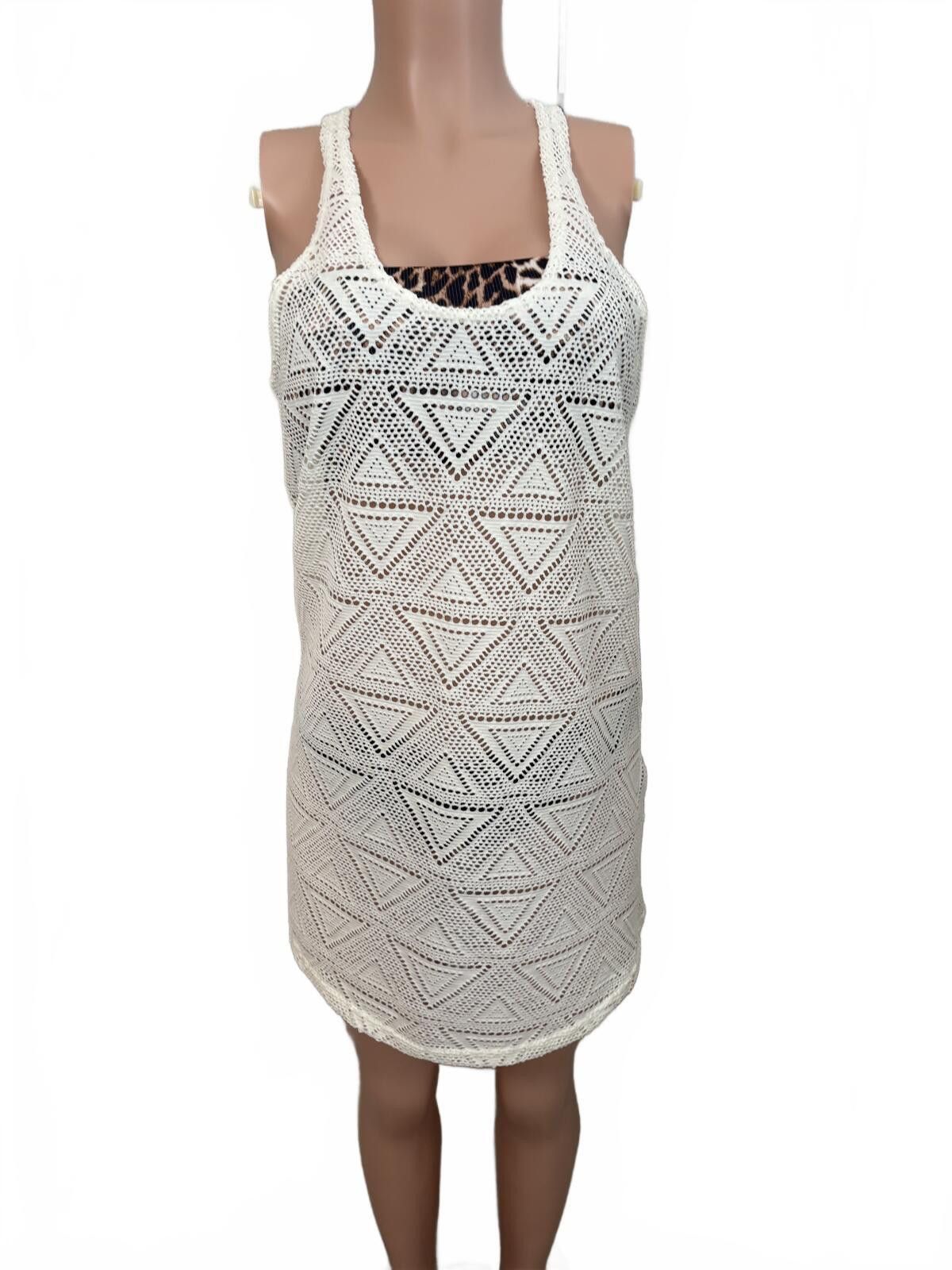 Other LAGACI Crochet Sleeveless Swim Cover-Up Dress in Cream. L Size ONE SIZE - 3 Thumbnail
