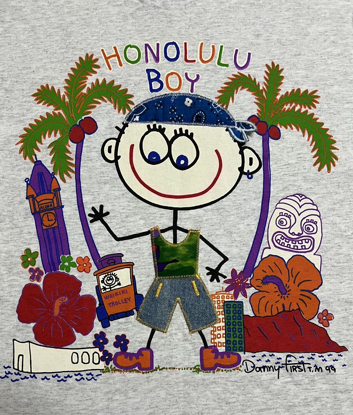 Other Vintage 90s Honolulu Boy Tee USA Applique Graphic ( Size US M / EU 48-50 / 2 - 13 Thumbnail