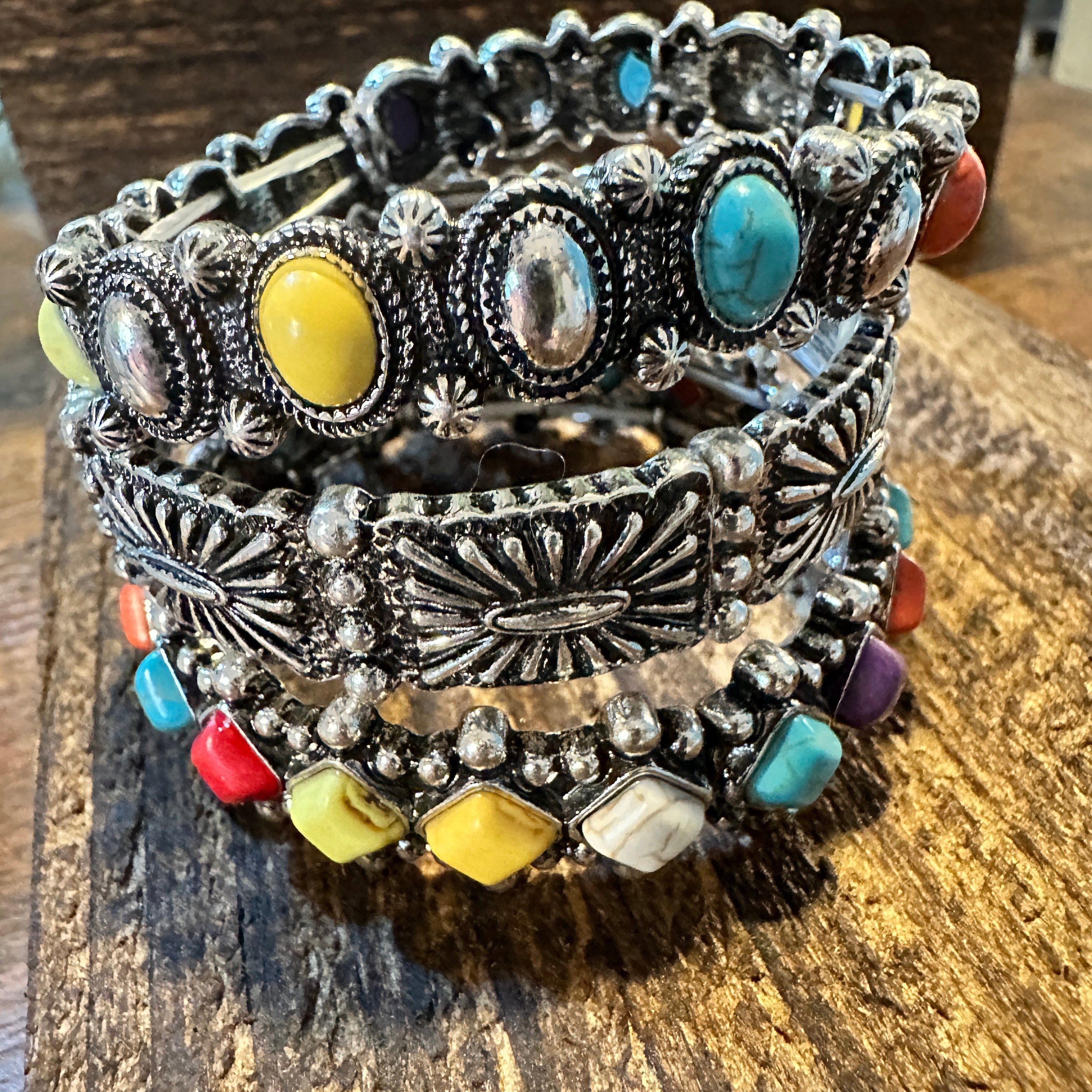 Other Boho Western Concho Bracelet, Navajo Pearl Beaded Stretch Cu Size ONE SIZE - 9 Thumbnail