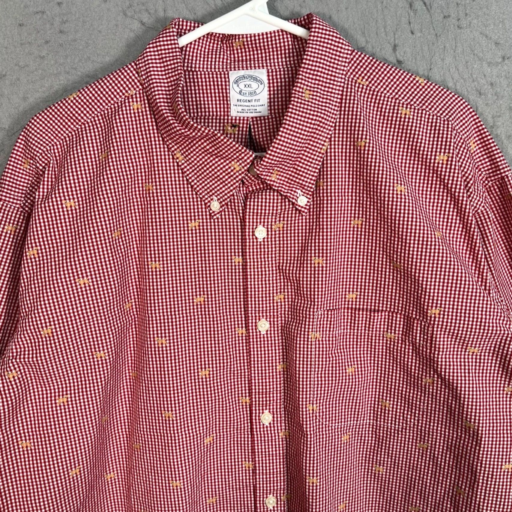 Brooks Brothers Brooks Brothers Red Gingham Regent Fit XXL Long Sleeve Shirt Dog Embroidery Size US XXL / EU 58 / 5 - 5 Thumbnail