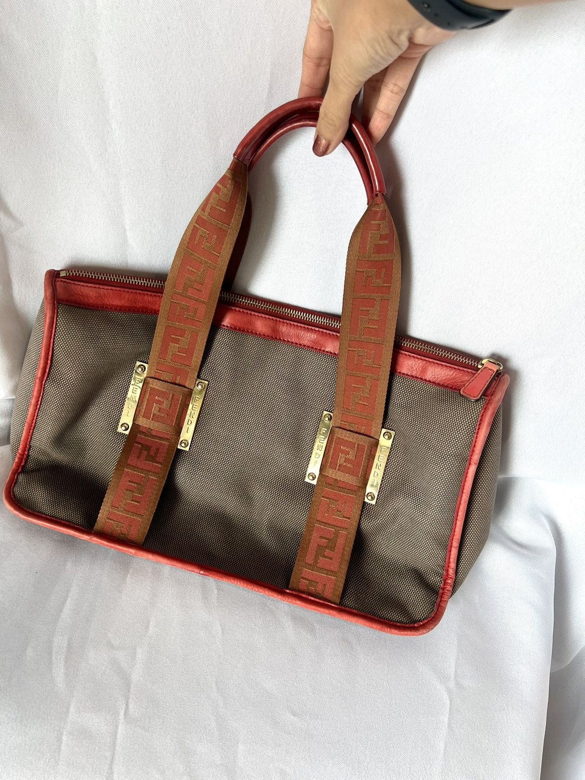 Fendi Fendi Zucca Canvas Tote – Red Trim Edition Size ONE SIZE - 4 Thumbnail