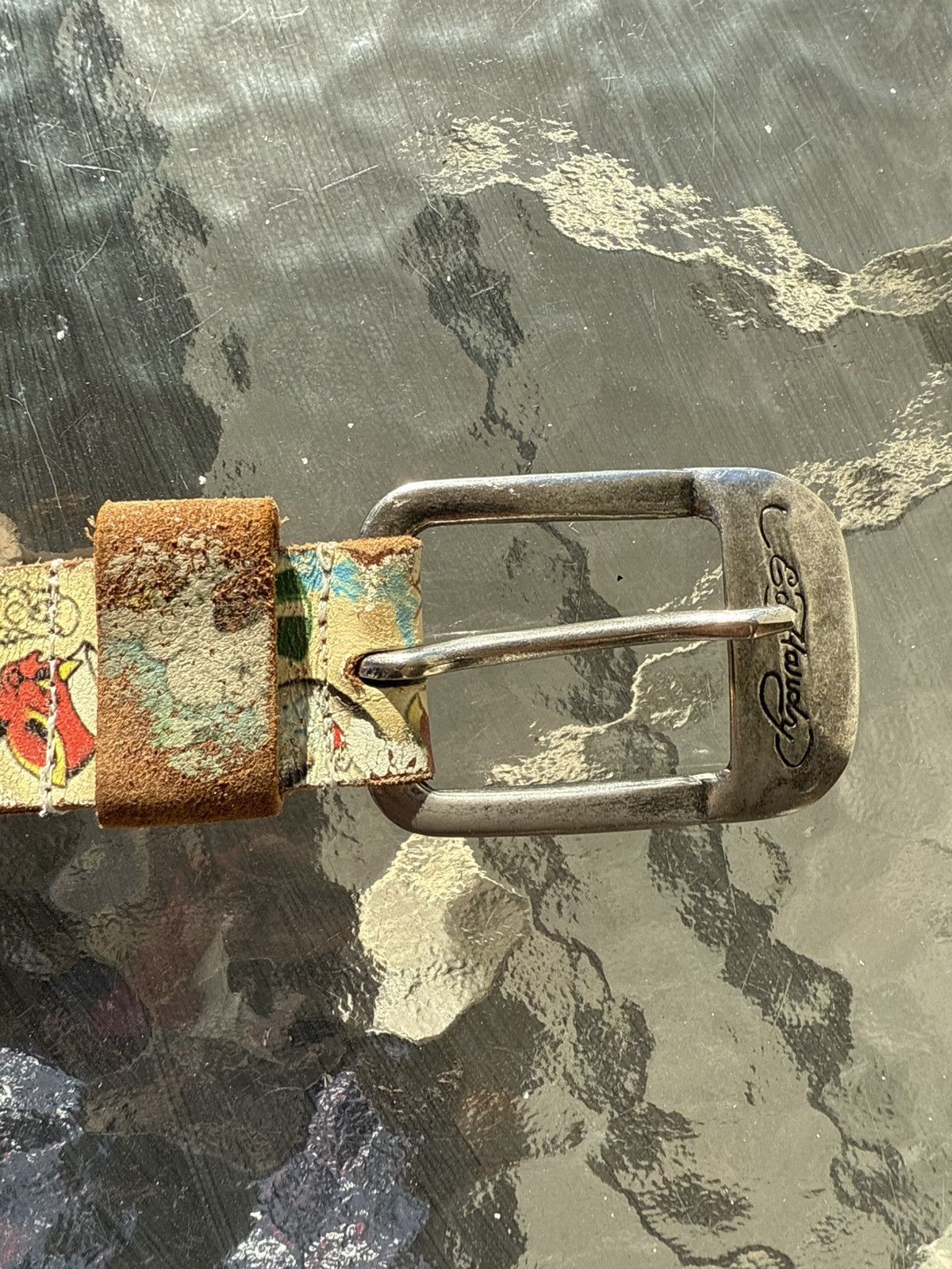 Ed Hardy Vintage-Style Leather Belt – Tattoo Print – 110 cm Size ONE SIZE - 1 Thumbnail