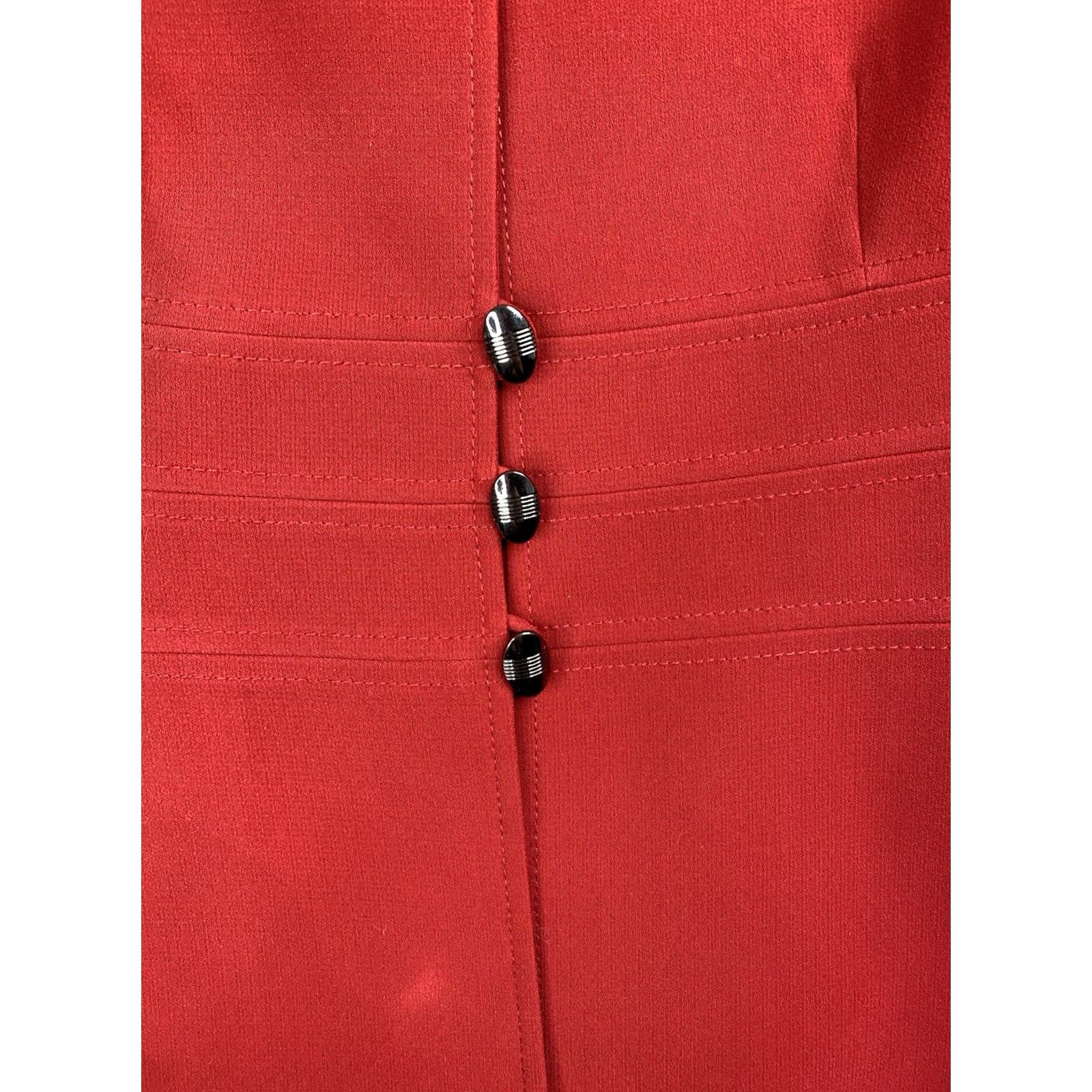 Vintage Tahari Blazer Womens 12 Red 3/4 Sleeve Lined Single-Breasted Button Front Career Jacket Size XL / US 12-14 / IT 48-50 - 3 Thumbnail