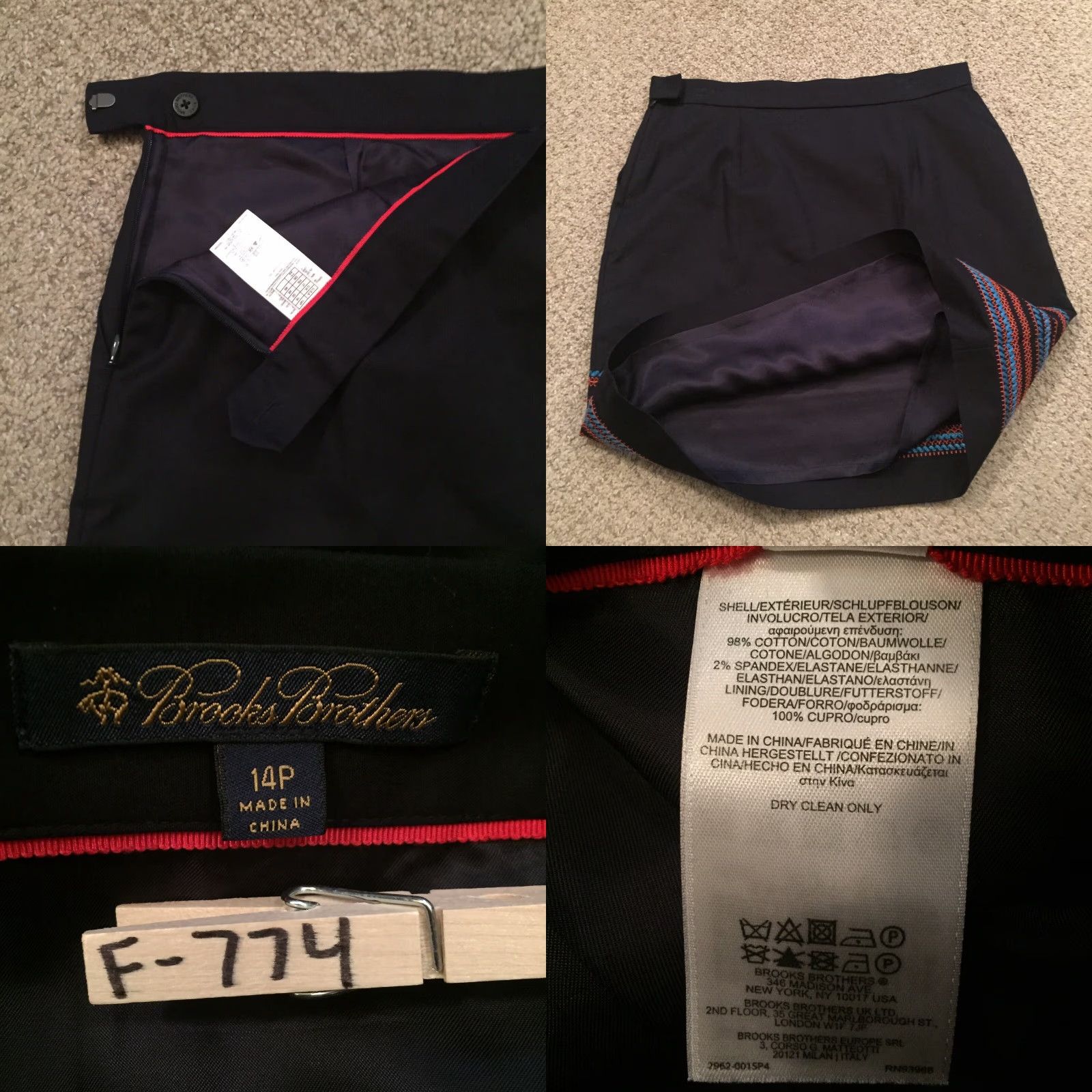 Brooks Brothers Brooks Brothers Skirt 14P Petite Knee Length Blue Striped Embroidered Pencil Women's Size 36" / US 14 / IT 50 - 8 Thumbnail