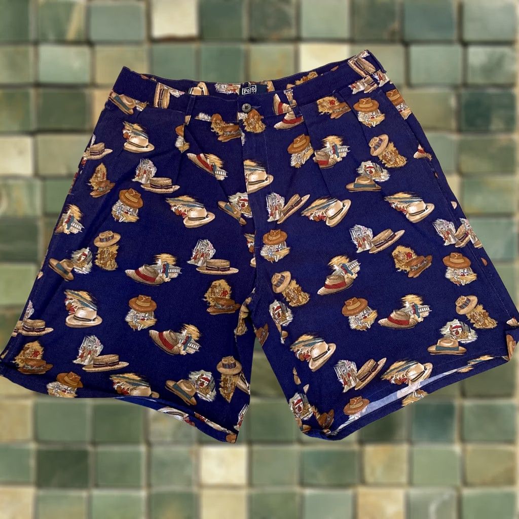 Polo Ralph Lauren VINTAGE Polo Ralph Lauren USA All Over Print Bermuda Shorts 34 Men's Blue RARE Size US S / EU 44-46 / 1 - 1 Thumbnail