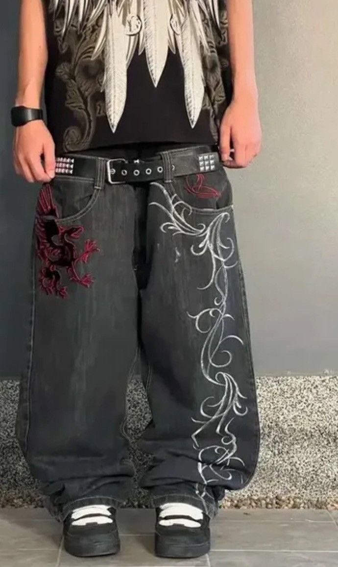 Japanese Brand Krazy Embroidery Jappenese Style Baggy Jeans Size US 36 / EU 52 - 4 Thumbnail
